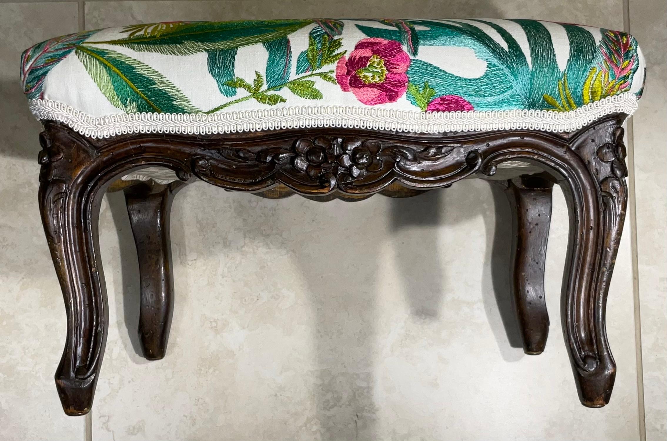 American Antique Hand Carved Foot Stool For Sale