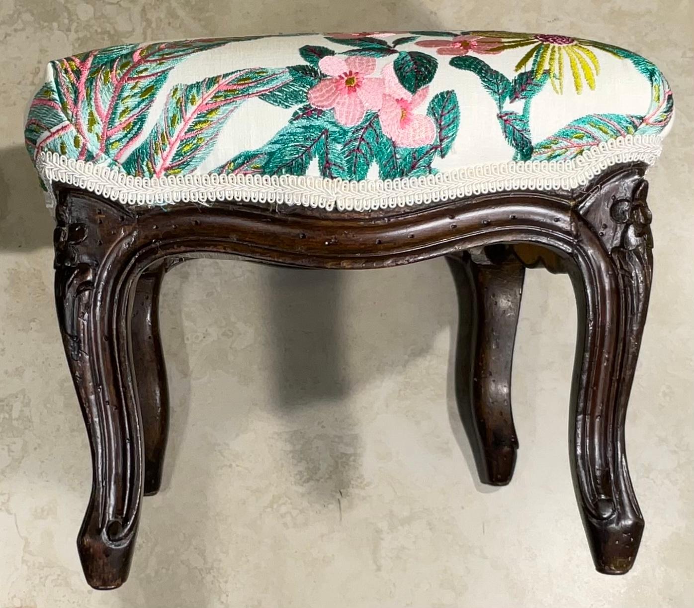 20th Century Antique Hand Carved Foot Stool For Sale