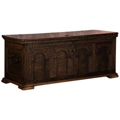 Antique Hand Carved German Baroque Trunk