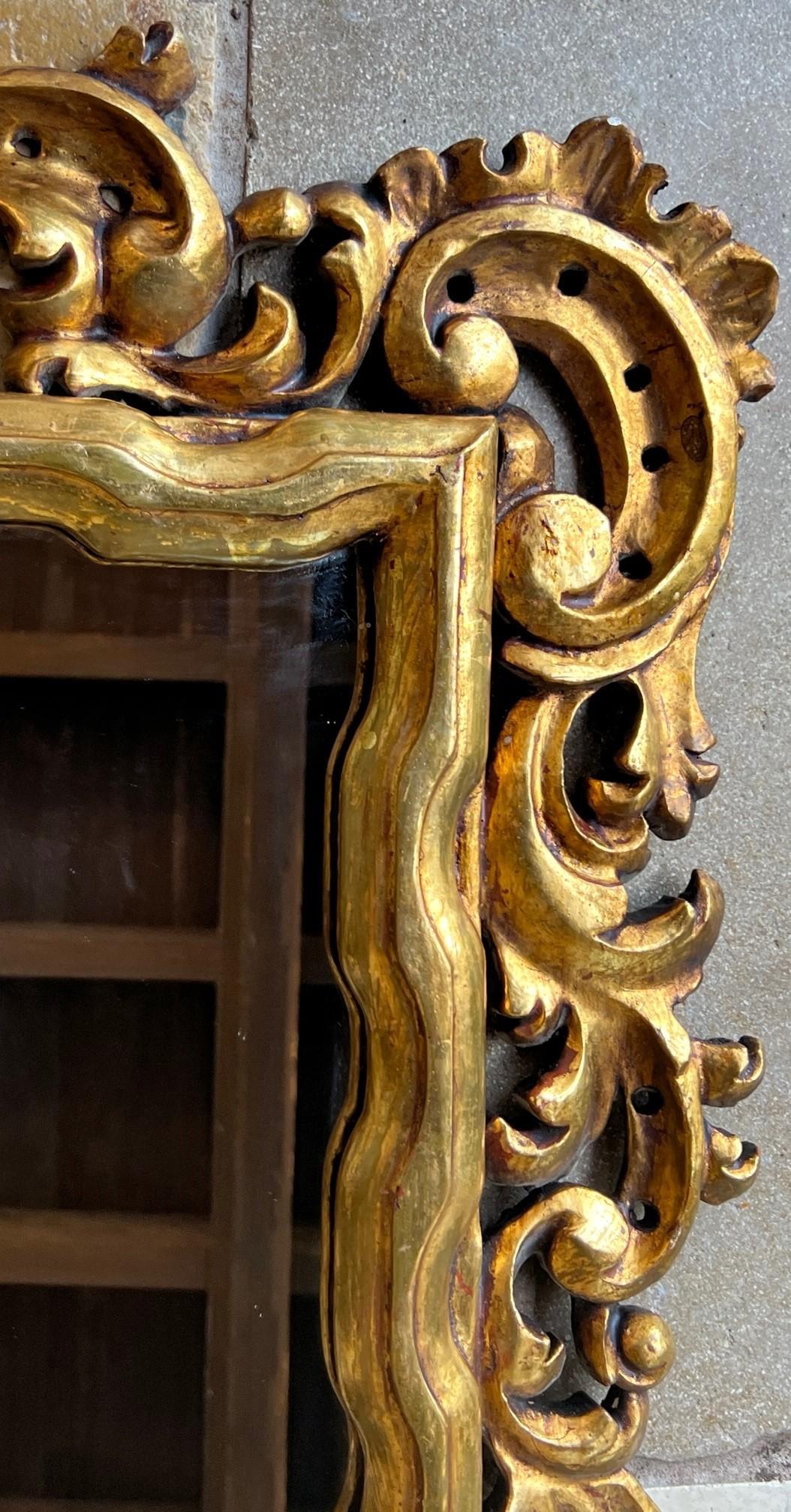 Antique Hand Carved Gilt Baroque Mirror Signed Gallo For Sale 2