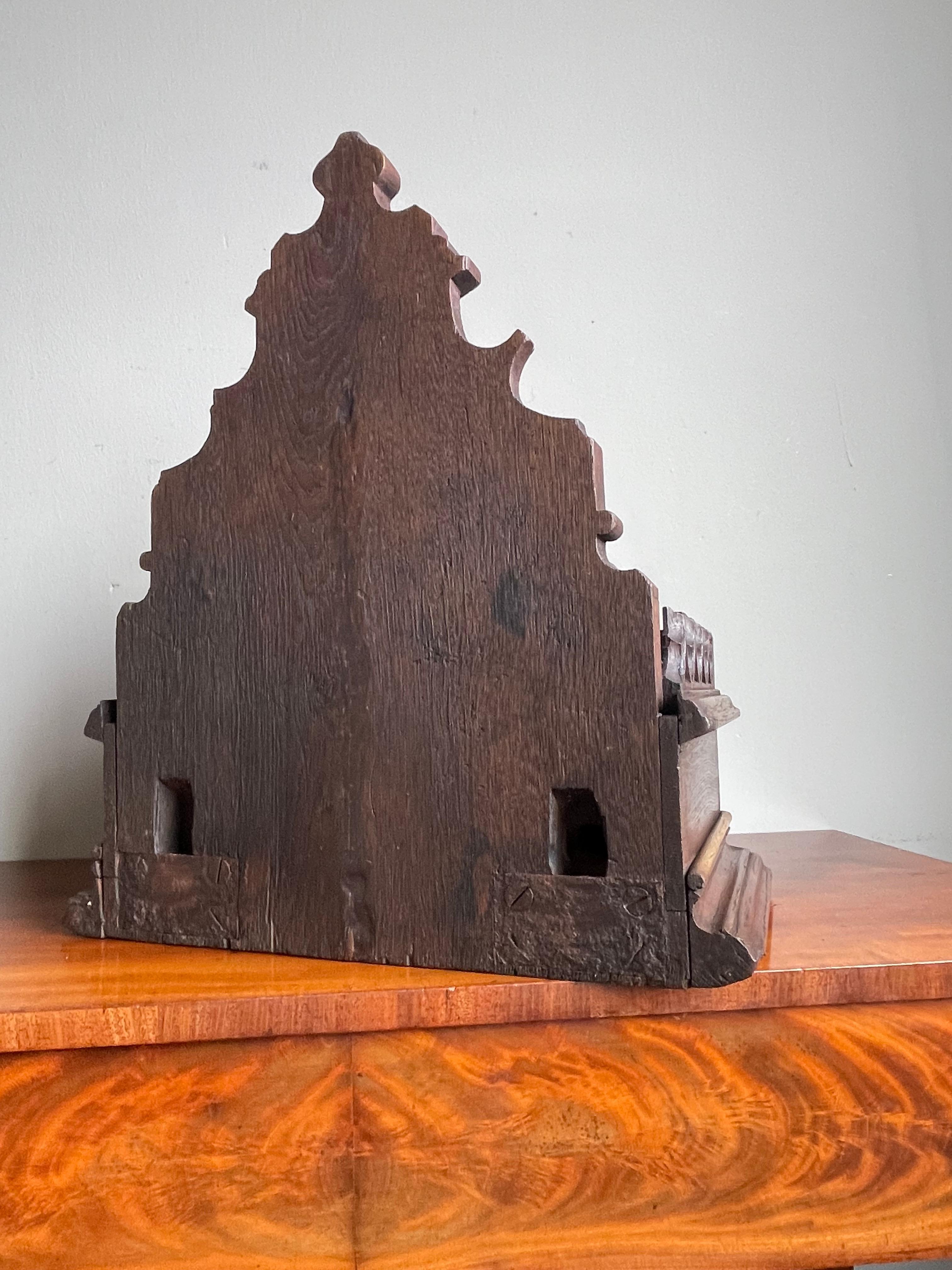 Antiguo Soporte de Pared, Estante / Ménsula de Roble Tallado a Mano y Dorado del Renacimiento Gótico 1800s 2