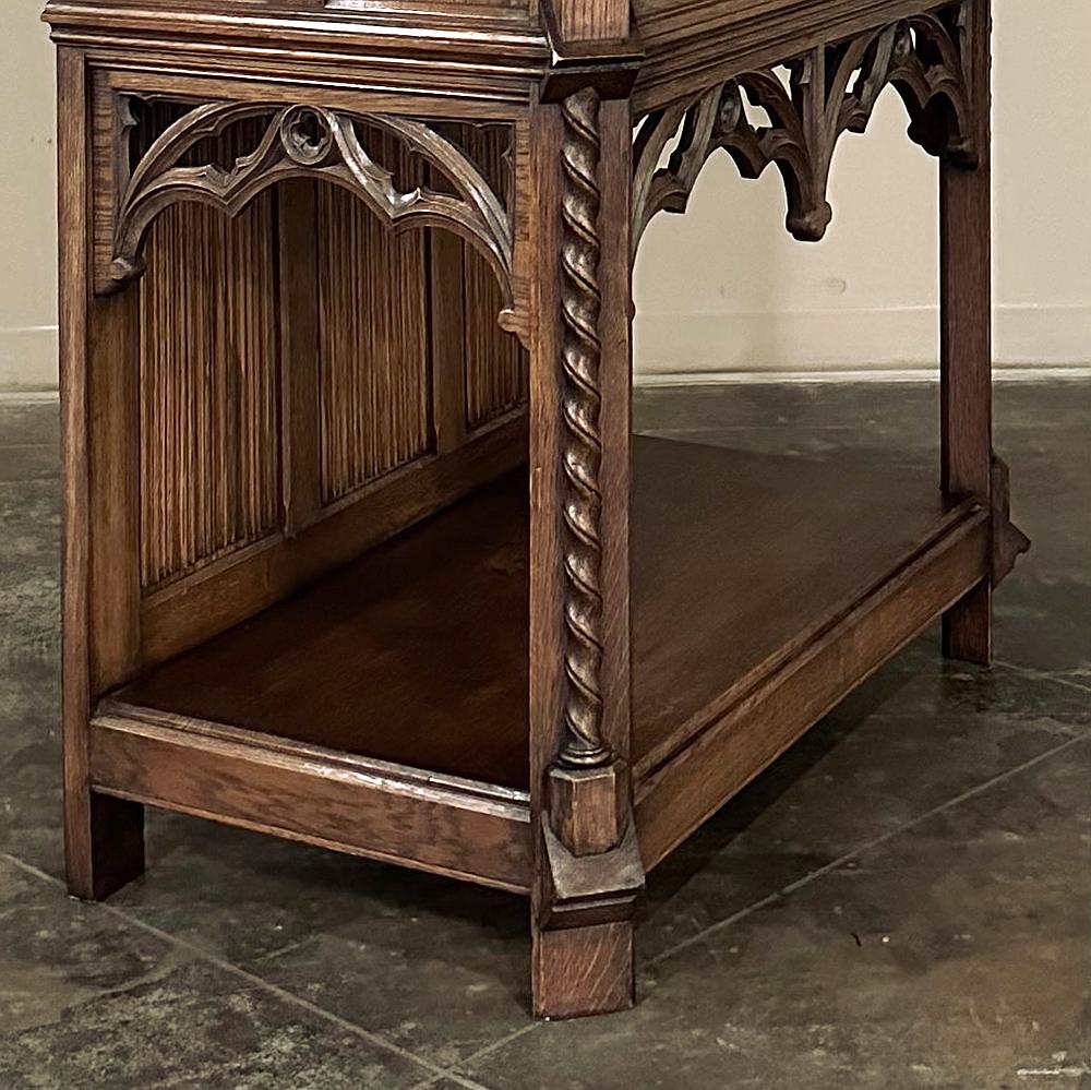 Antique Hand-Carved Gothic Revival Raised Cabinet For Sale 4