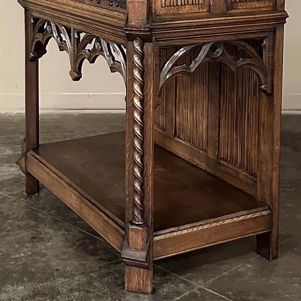 Antique Hand-Carved Gothic Revival Raised Cabinet For Sale 5