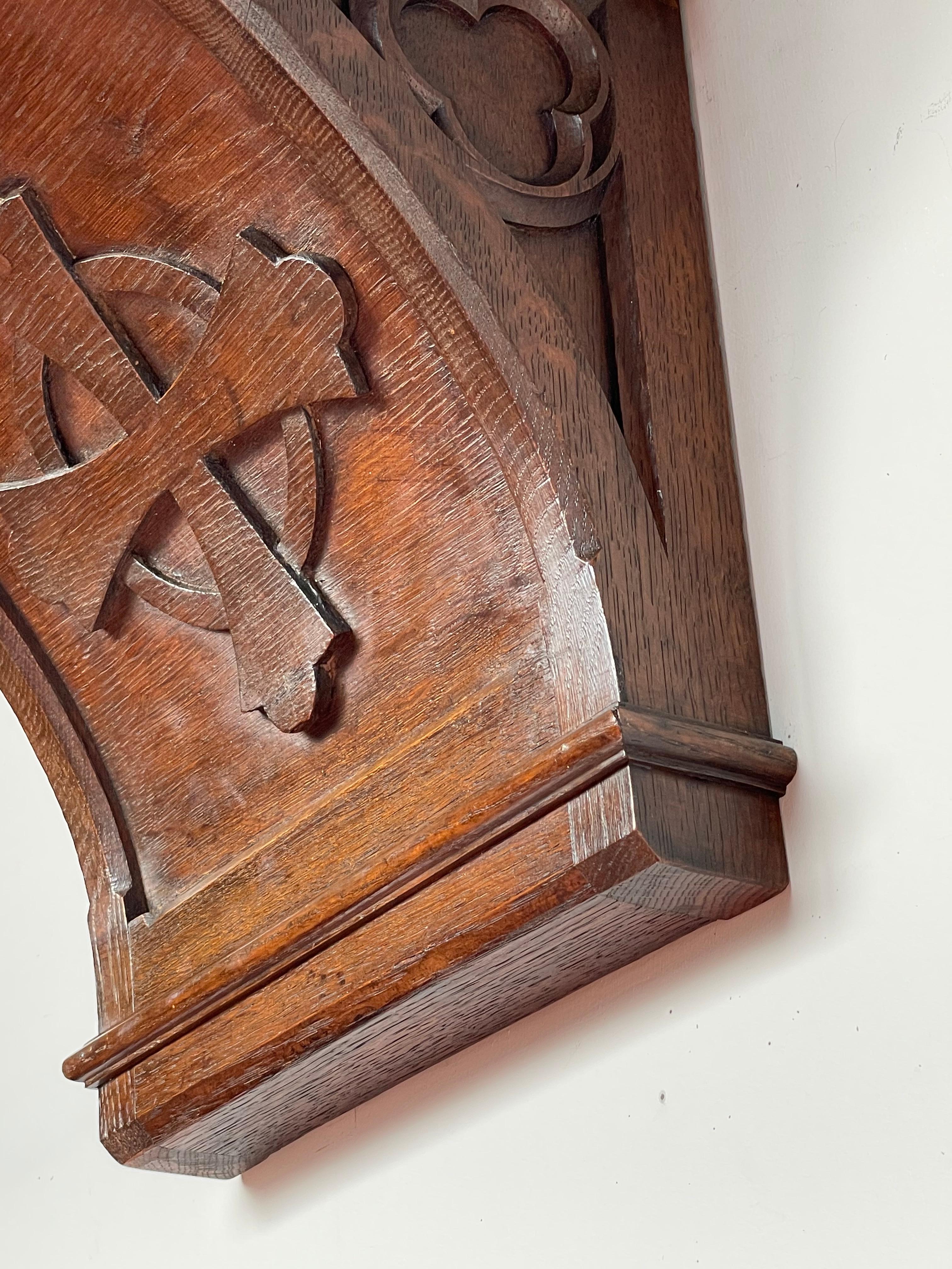 Antique Hand Carved Gothic Revival Wall Bracket or Console for a Saint Statue 4