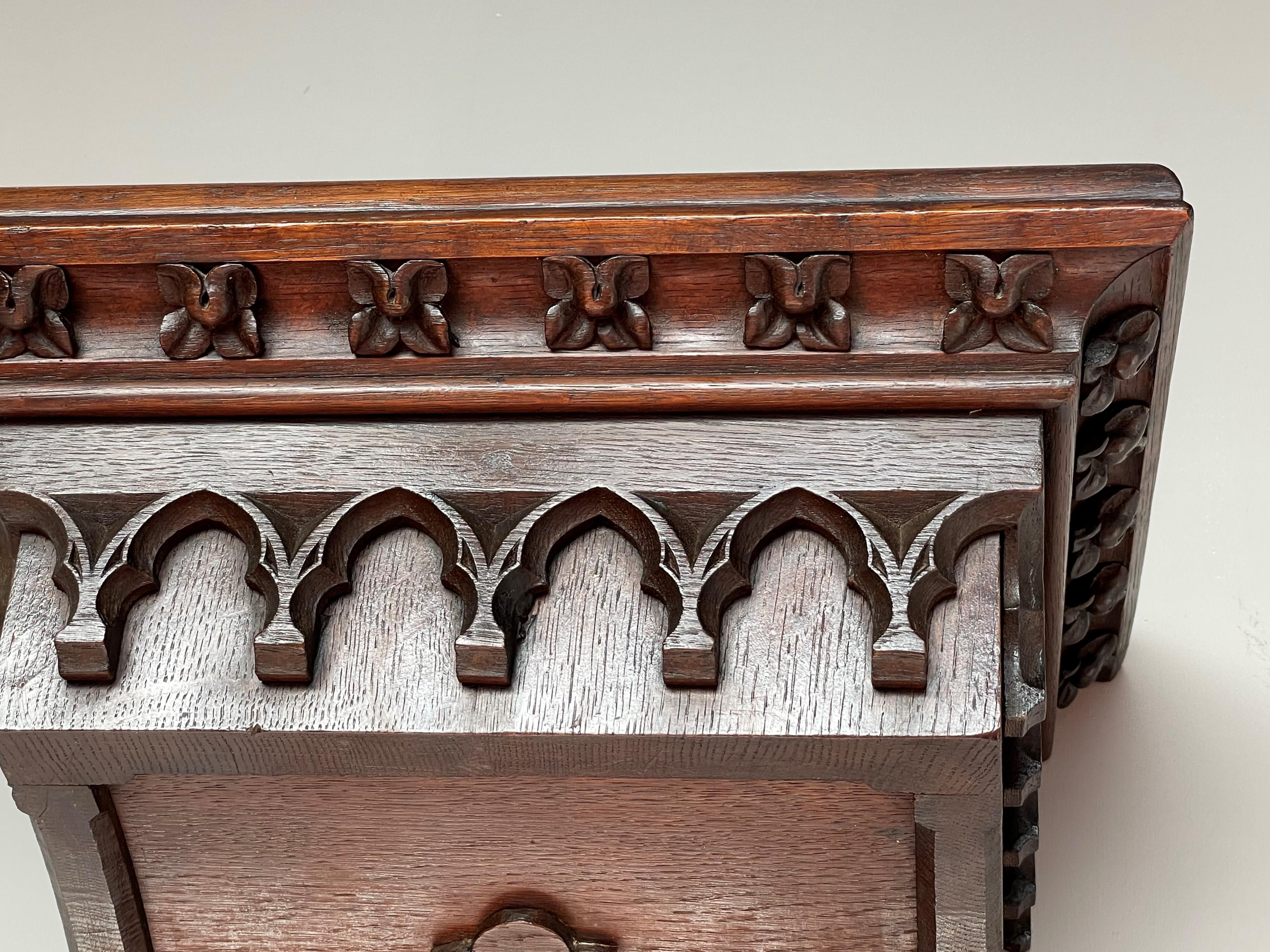 Antique Hand Carved Gothic Revival Wall Bracket or Console for a Saint Statue 1