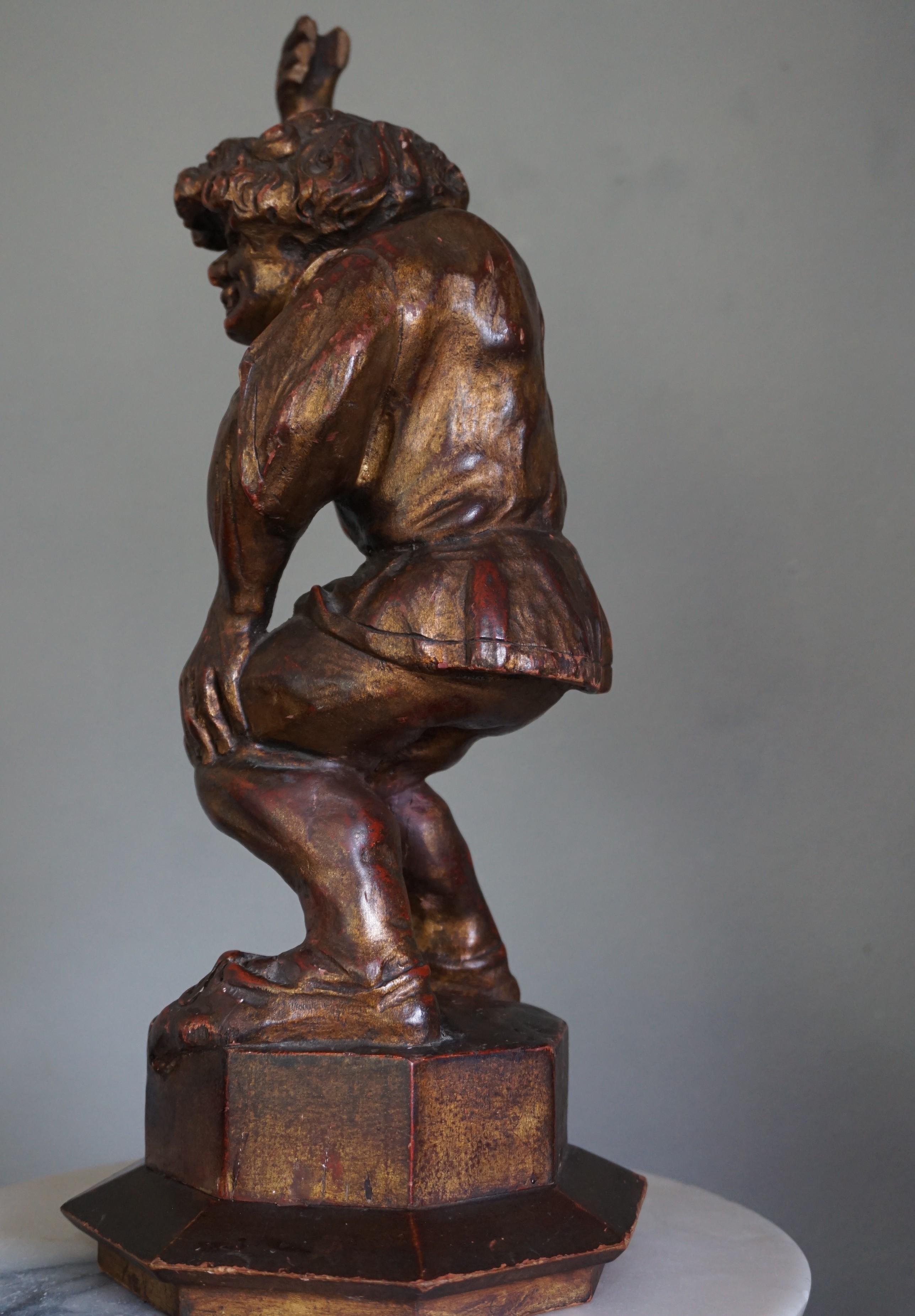 Antique Hand-Carved Gothic Style Quasimodo / Hunchback of Notre Dame Sculpture In Good Condition For Sale In Lisse, NL