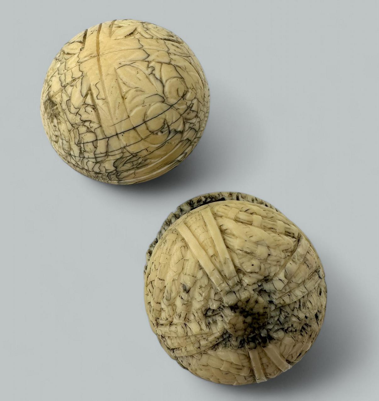 Antique Hand Carved Grand Tour Spheres Diptych Form 19th Century For Sale 1