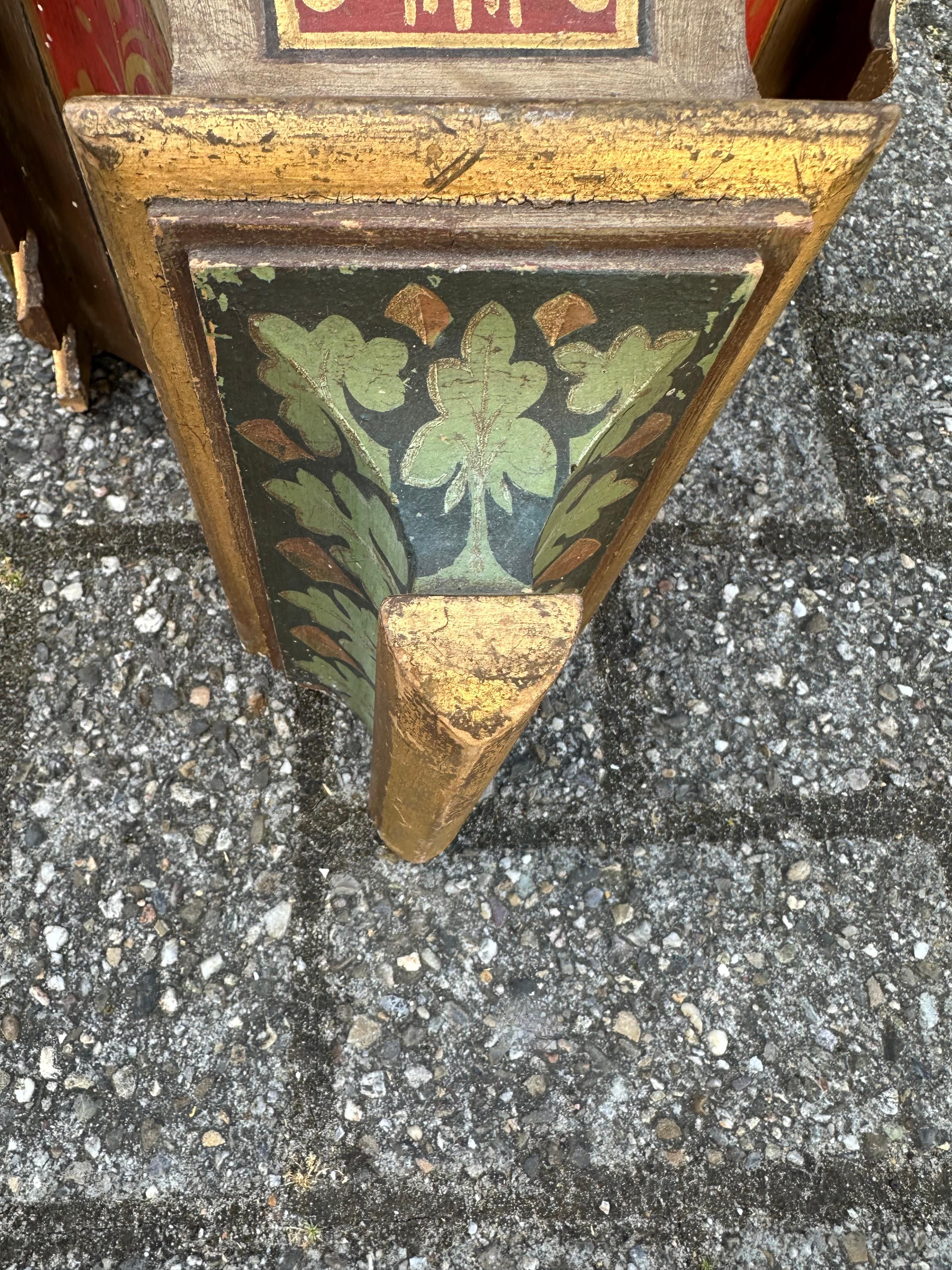 Iron Antique Hand Carved & Hand Painted Gothic Revival Wall Bracket, Shelf or Corbel For Sale