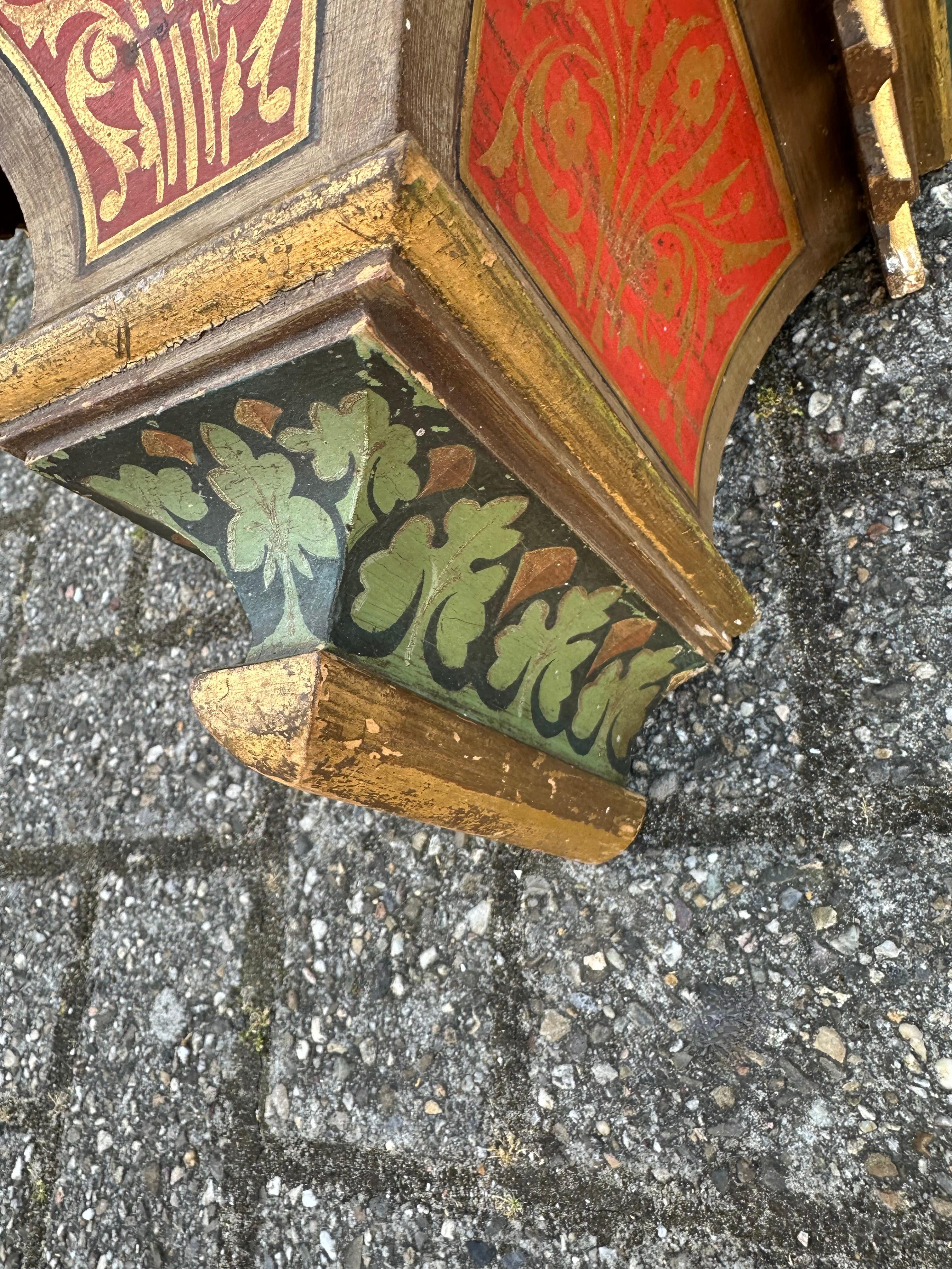 Antique Hand Carved & Hand Painted Gothic Revival Wall Bracket, Shelf or Corbel For Sale 1