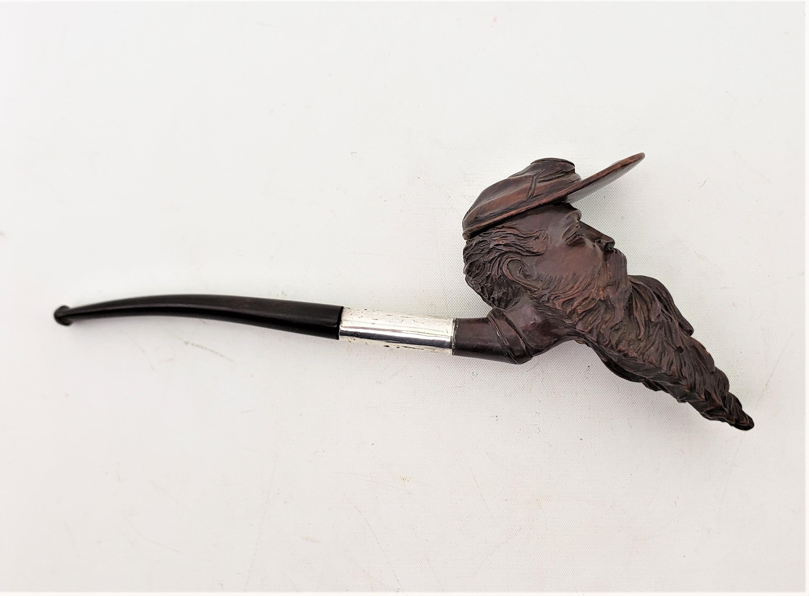 American Antique Hand-Carved Hardwood Figural Confederate Soldier Styled Smoking Pipe For Sale
