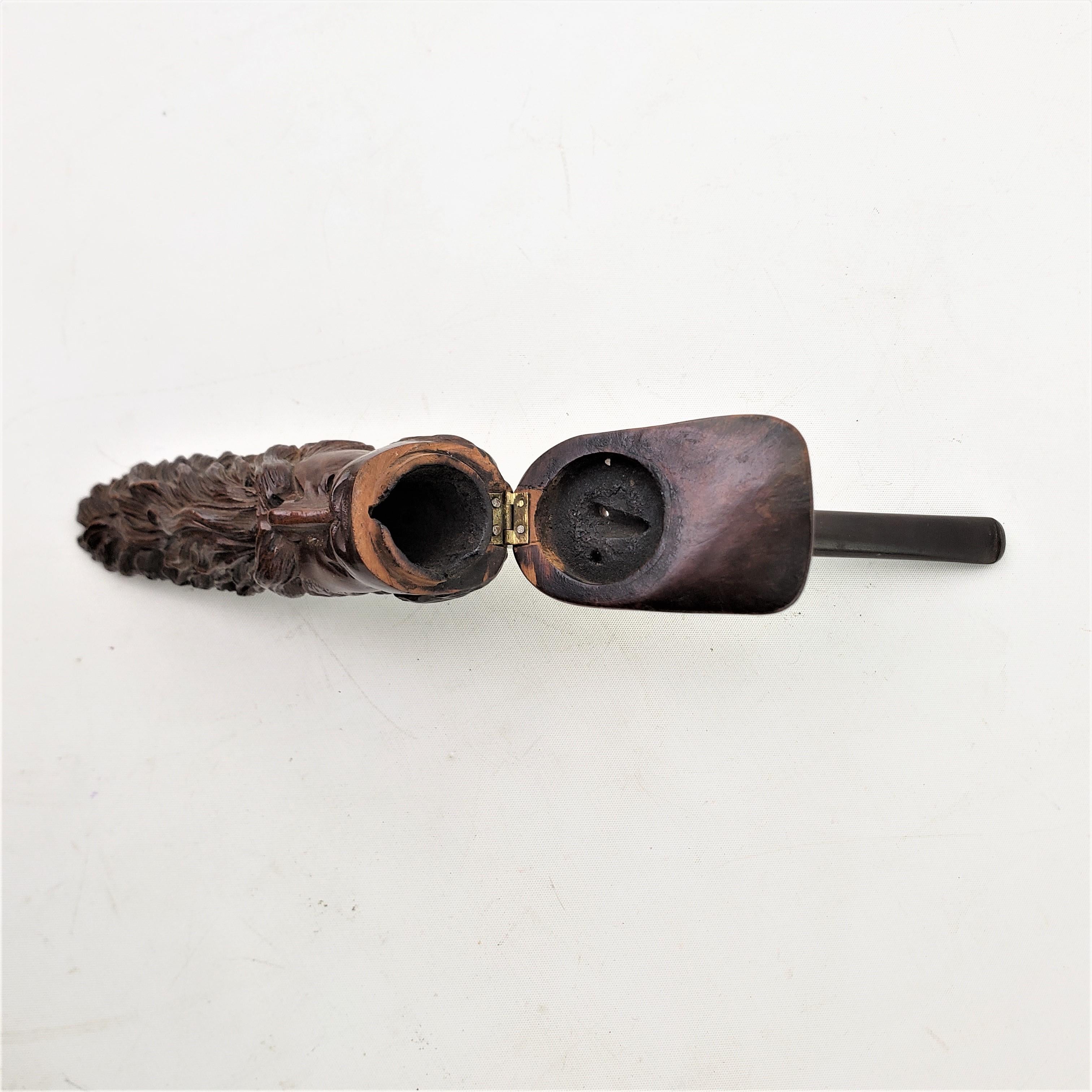 20th Century Antique Hand-Carved Hardwood Figural Confederate Soldier Styled Smoking Pipe For Sale