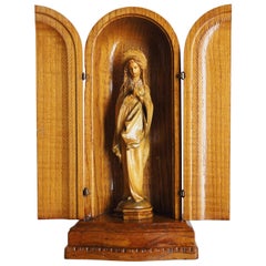 Antique Hand Carved Holy Wood Sculpture, Altar