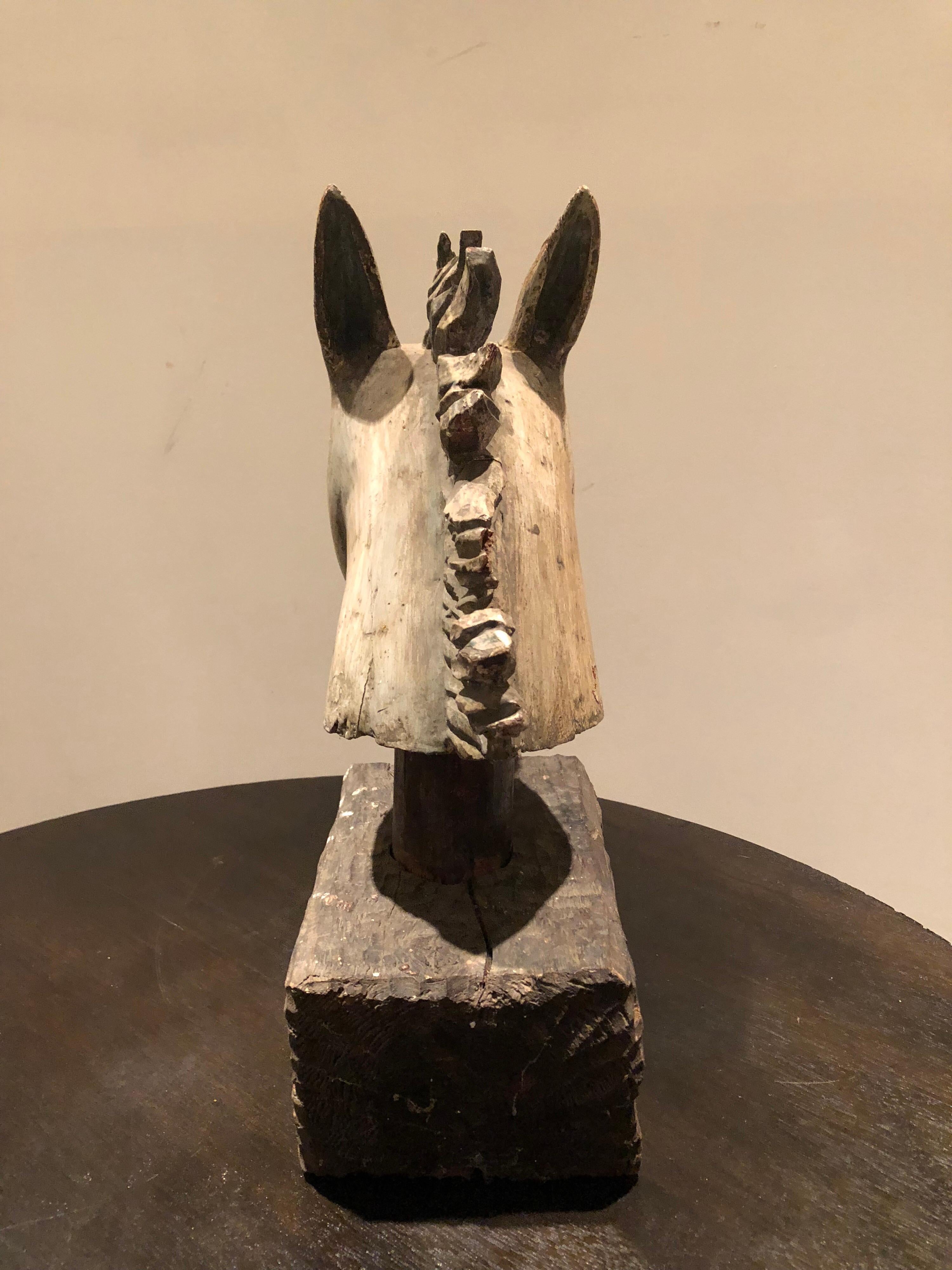 Rustic Antique Hand Carved Horse Head