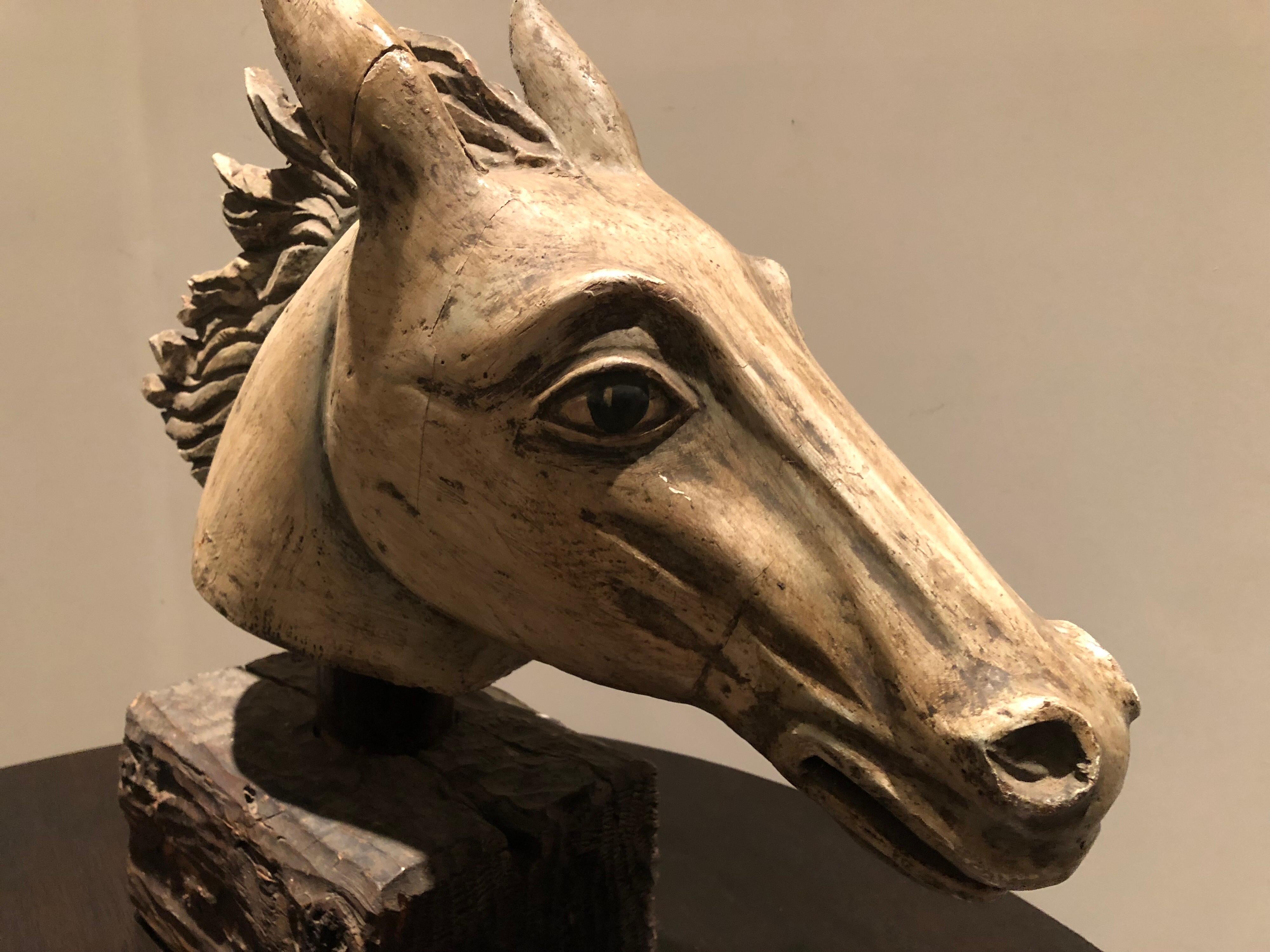 American Antique Hand Carved Horse Head