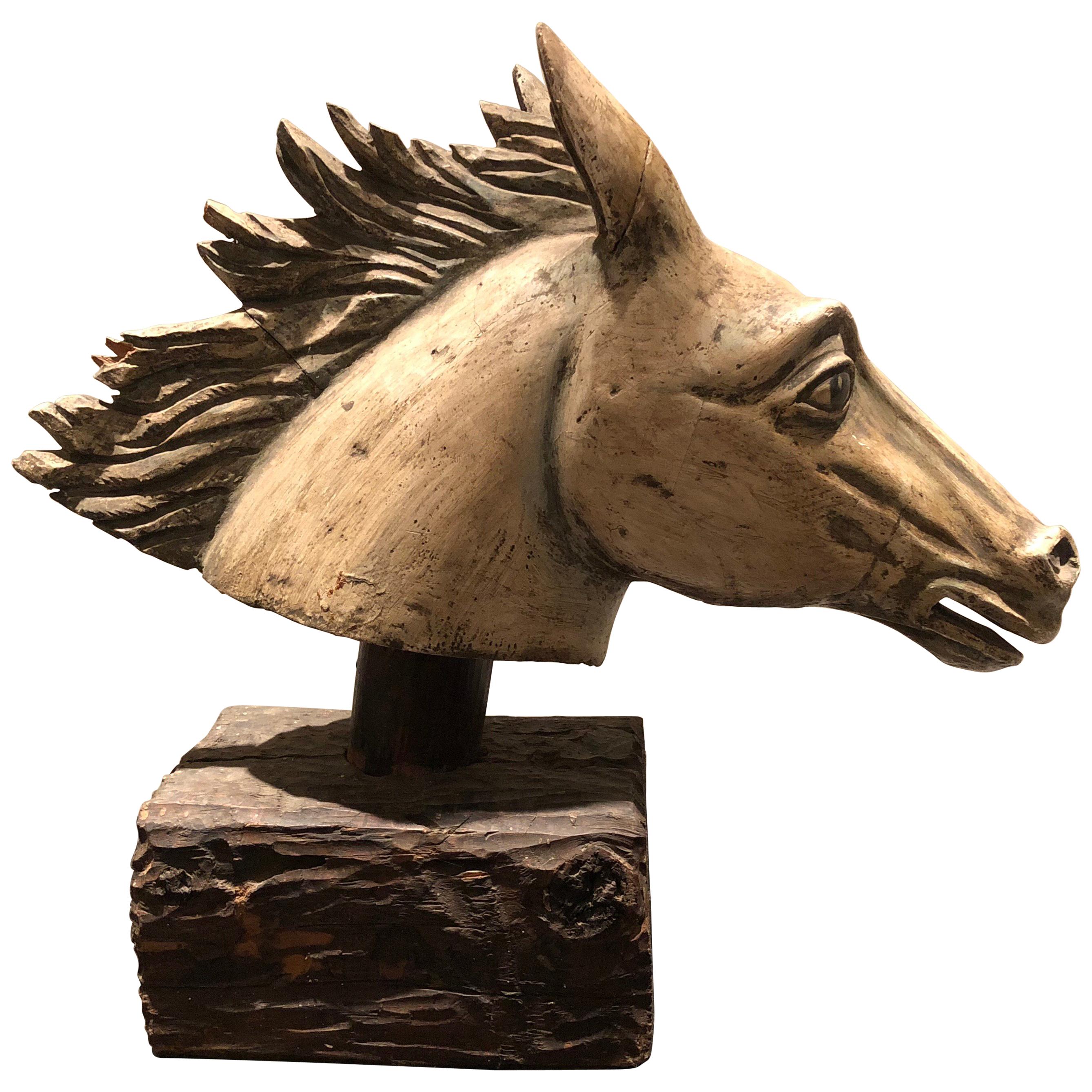 Antique Hand Carved Horse Head