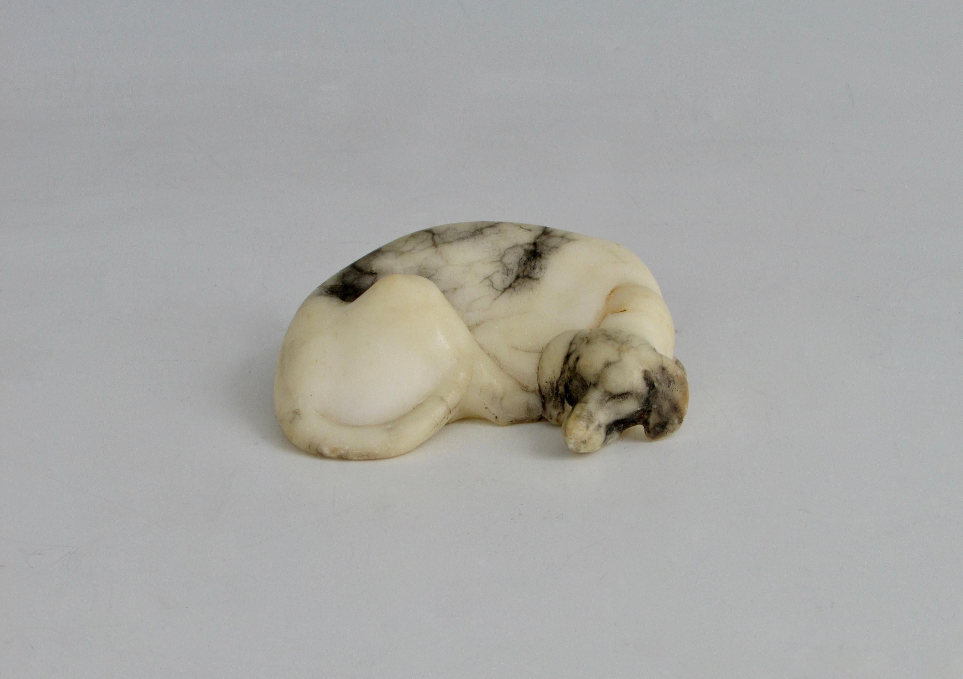 Antique Italian Marble Sleeping Dog Sculpture 3
