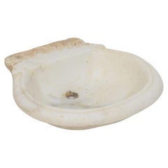 Antique Hand-Carved Italian White Marble Water Basin, Sink, Circa 1750-1800