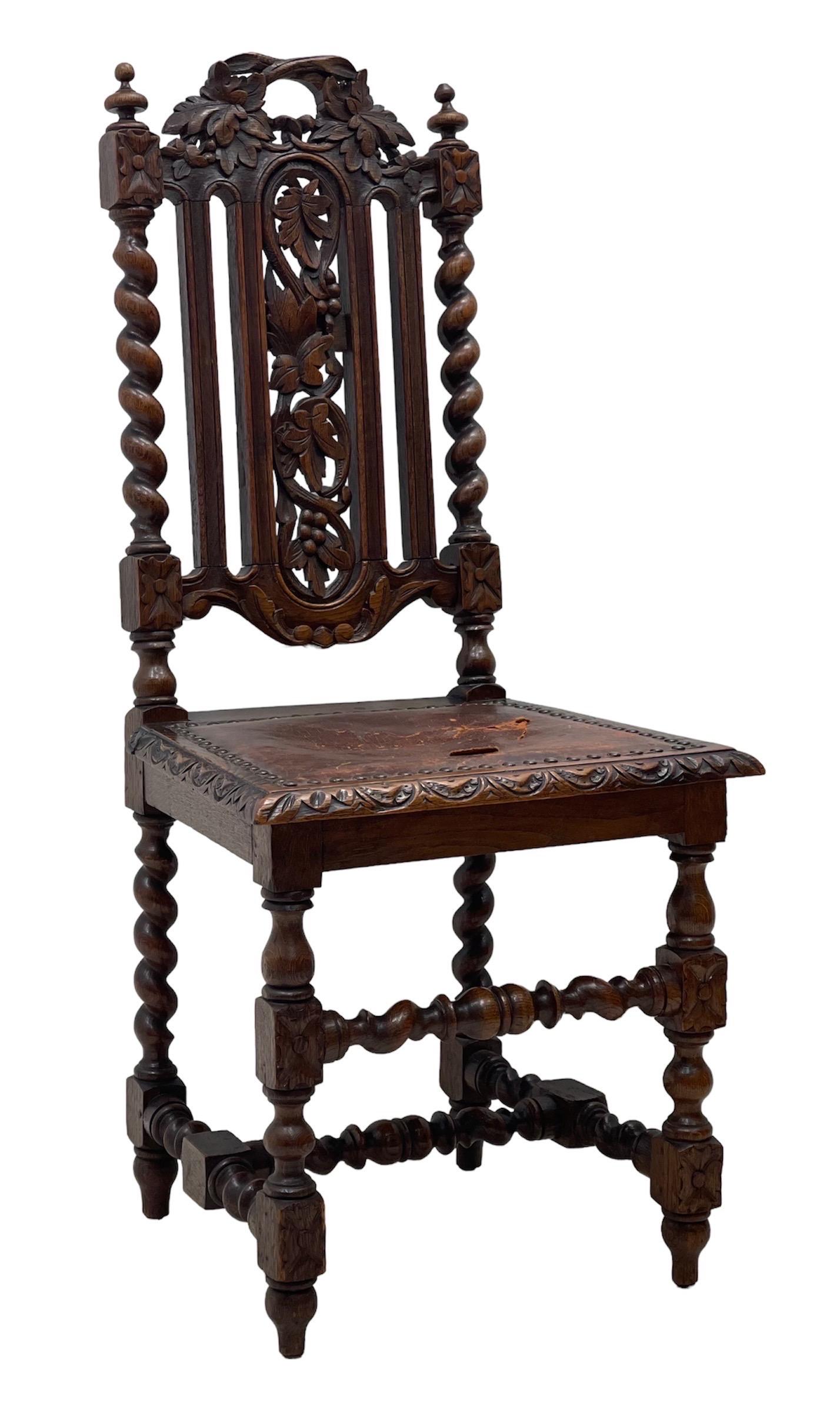 Antique Hand carved Jacobean Chair For Sale at 1stDibs