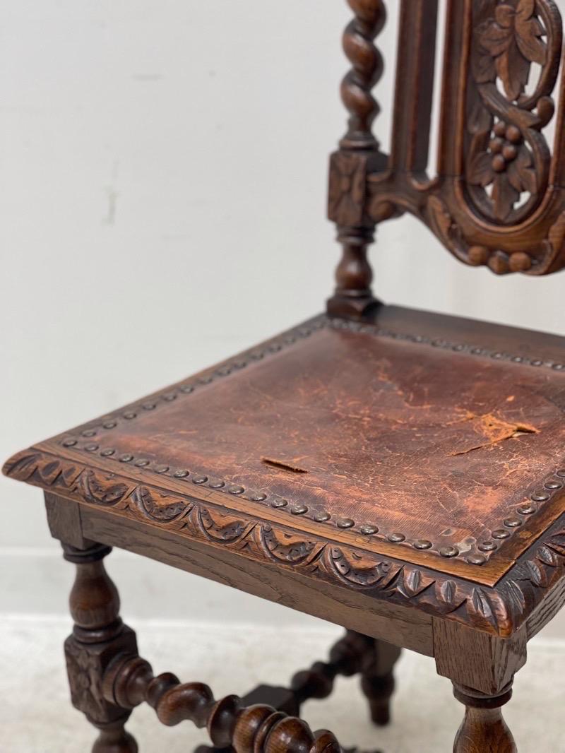 Antique Hand carved Jacobean Chair For Sale at 1stDibs