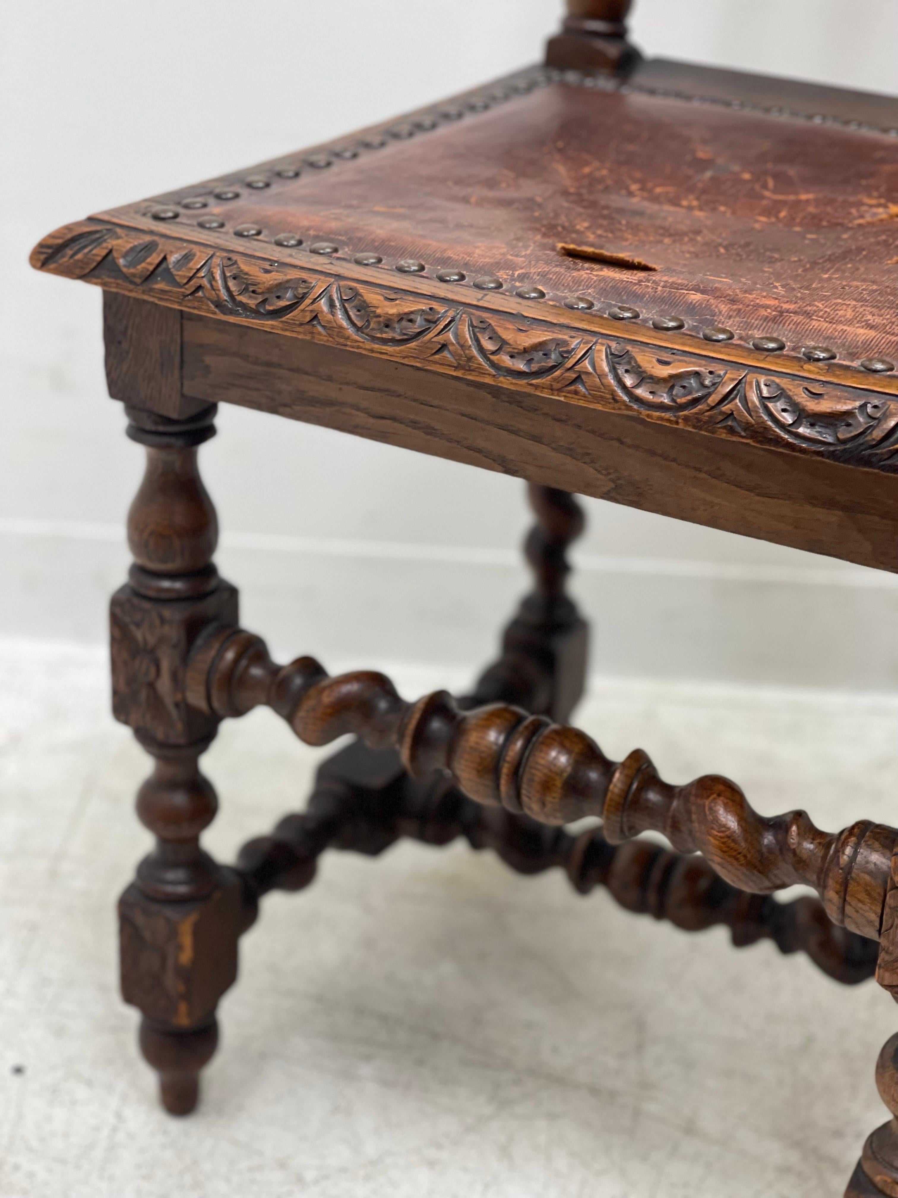 Antique Hand carved Jacobean Chair For Sale at 1stDibs