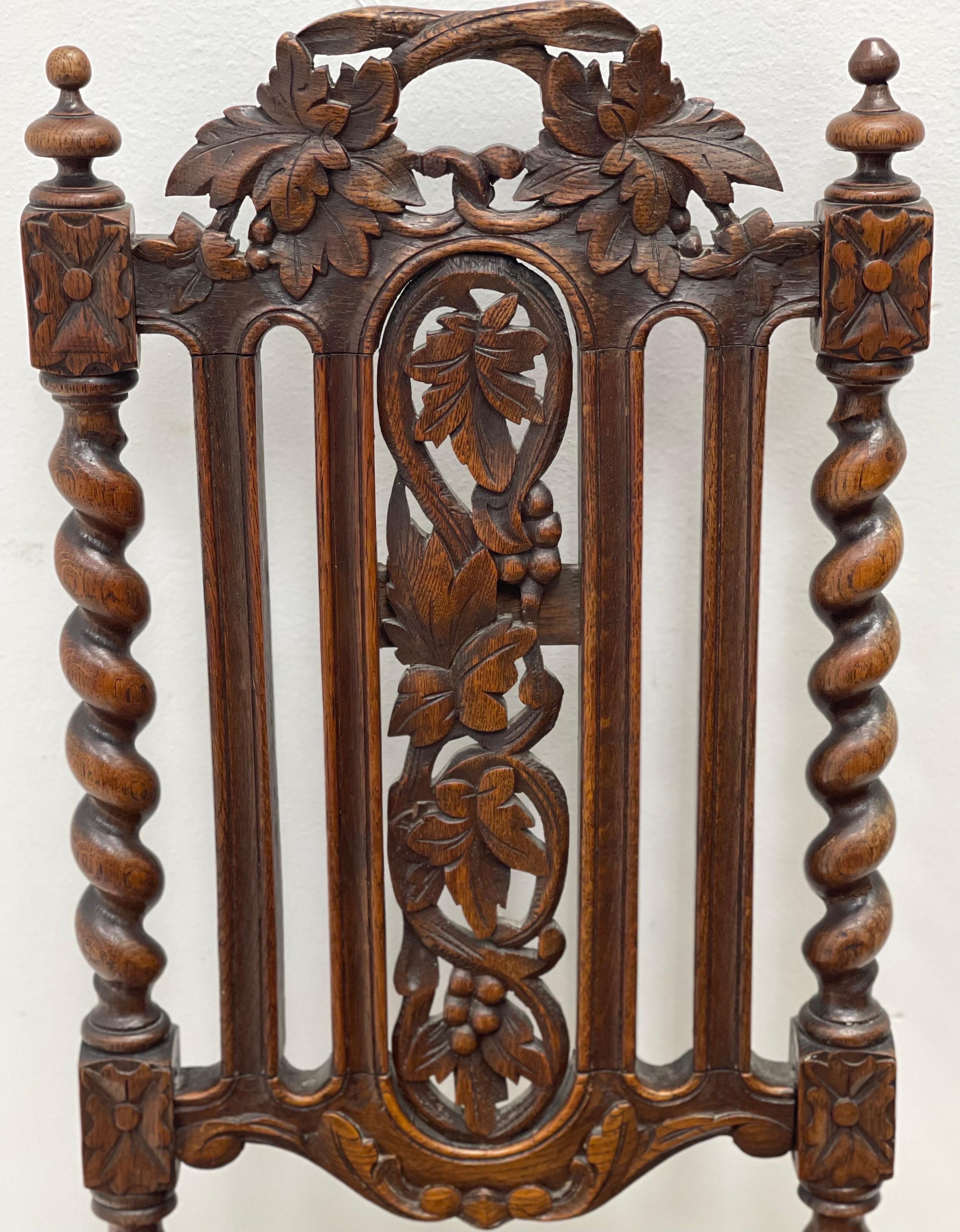 Antique Hand carved Jacobean Chair For Sale at 1stDibs