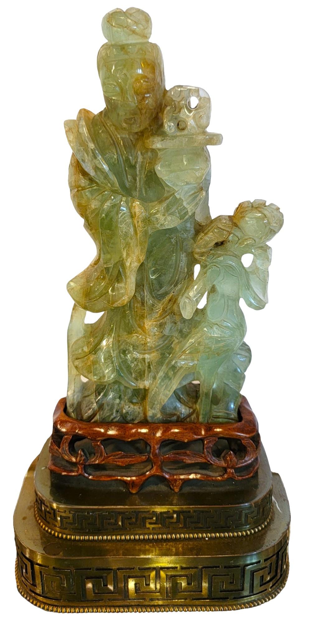 Antique Hand Carved Jade Table Lamp 3