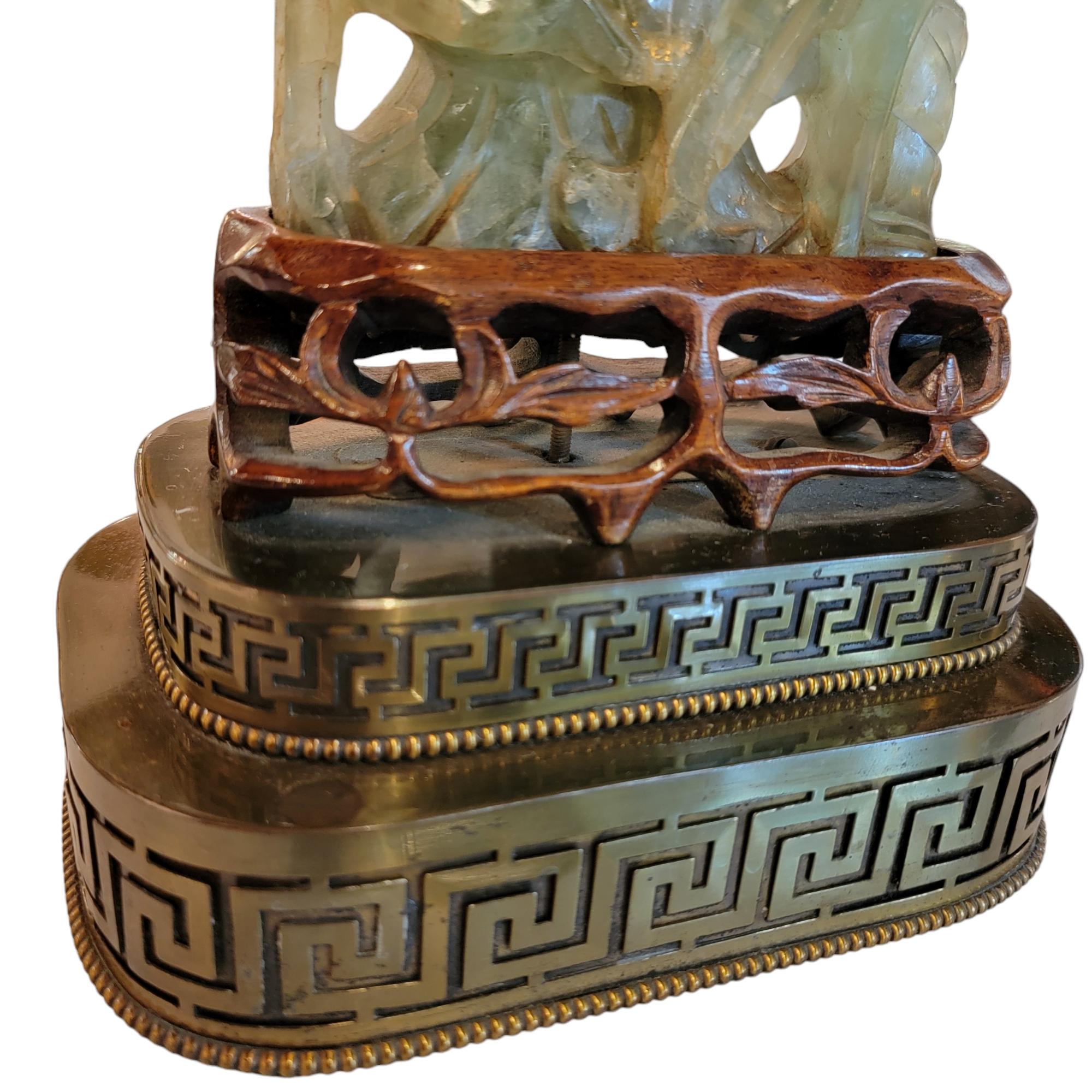 Antique Hand Carved Jade Table Lamp 5