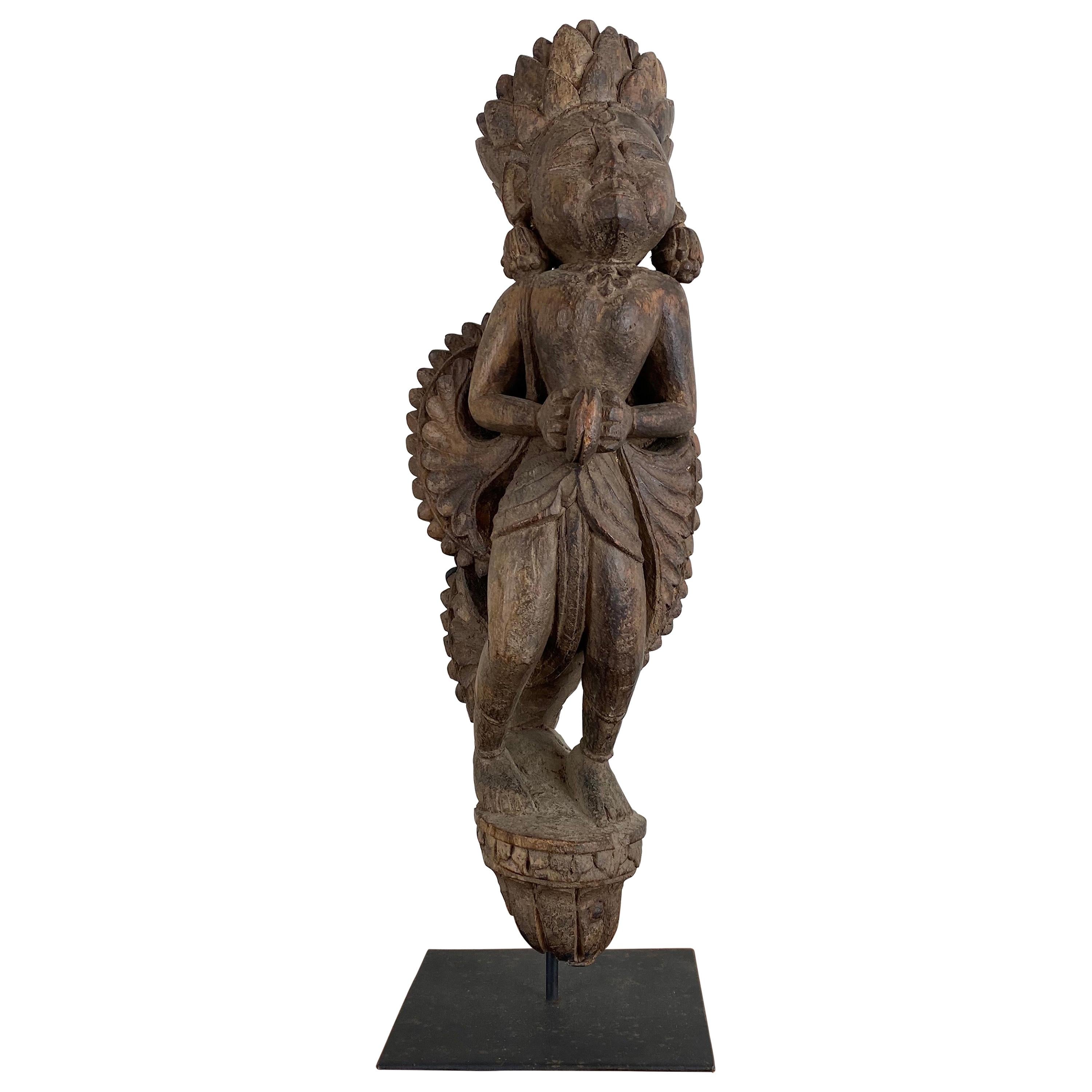 Antique Hand-Carved Krishna Figure