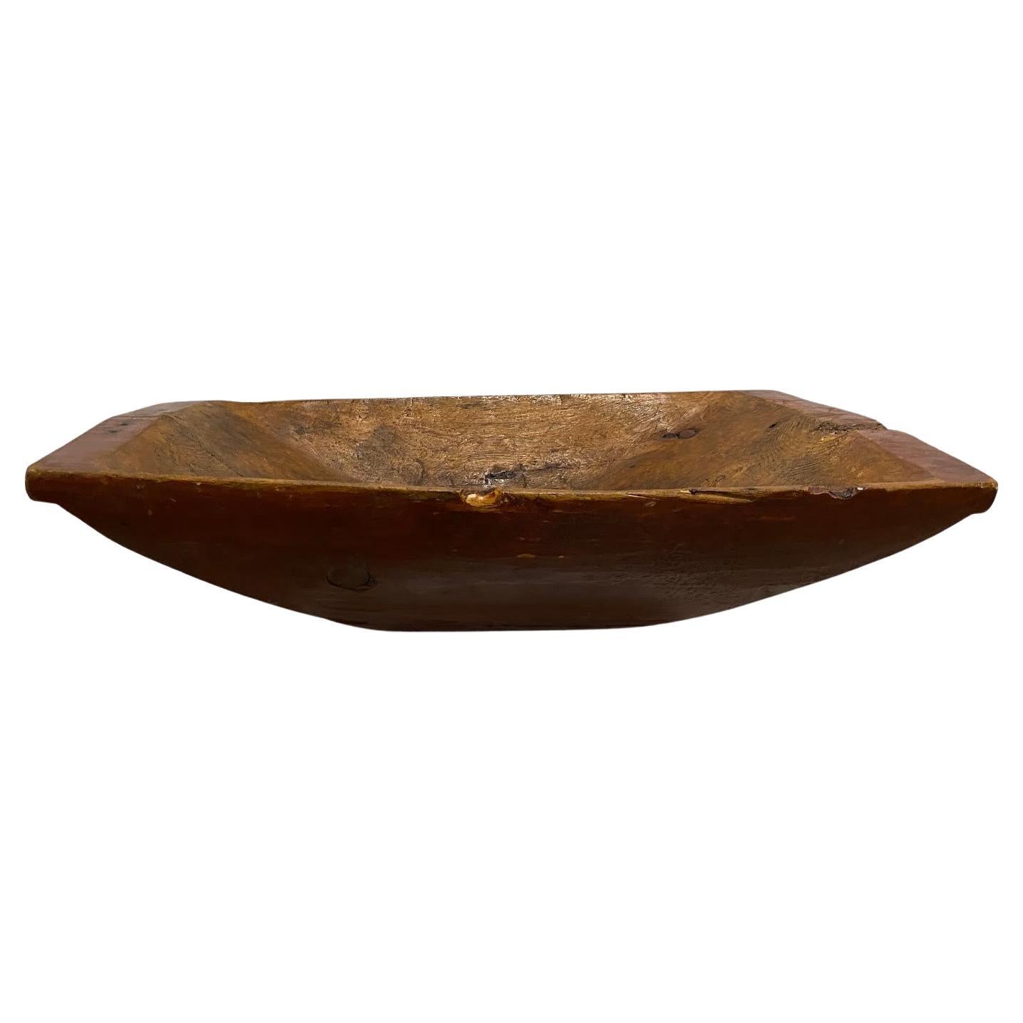 Antique Hand Carved Large Wood Dough Tray For Sale