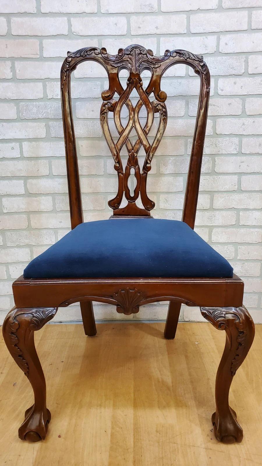 Hand-Carved Antique Hand Carved Mahogany Chippendale Eagle Claw Dining Chairs - Set of 6 For Sale
