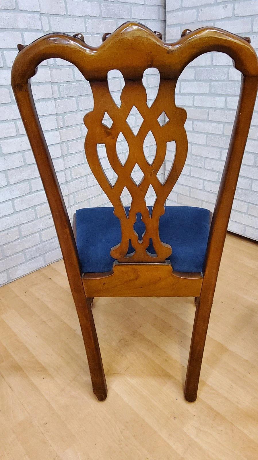 Chaises de salle à manger Chippendale anciennes en acajou sculpté à la main avec griffes d'aigle - lot de 6 en vente 2