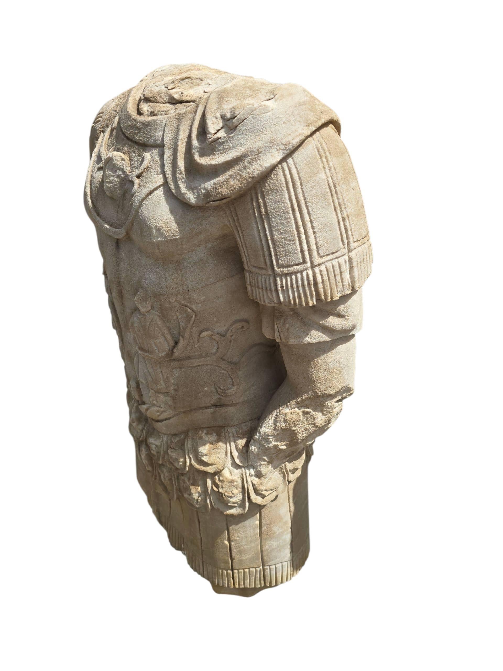 Antique Hand-Carved Marble Sculpture of a Roman Emperor, Early 20th Century For Sale 1