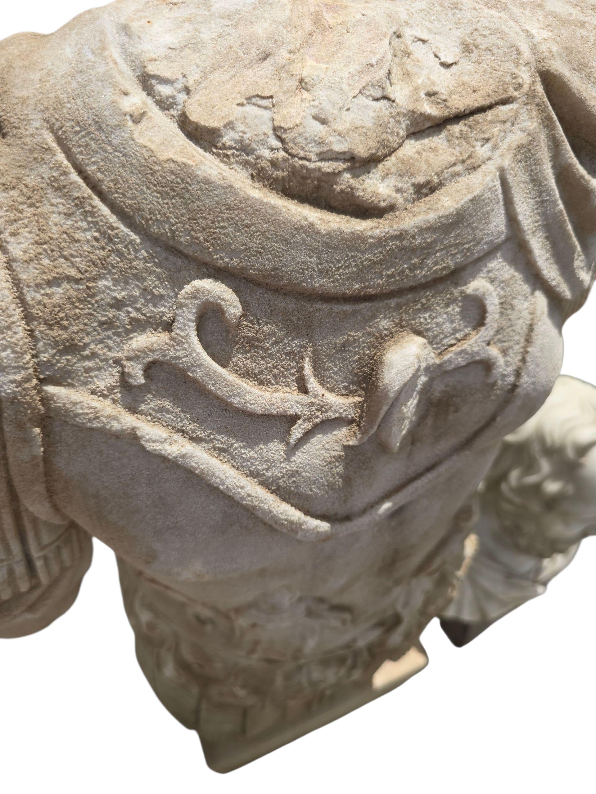 Antique Hand-Carved Marble Sculpture of a Roman Emperor, Early 20th Century For Sale 4