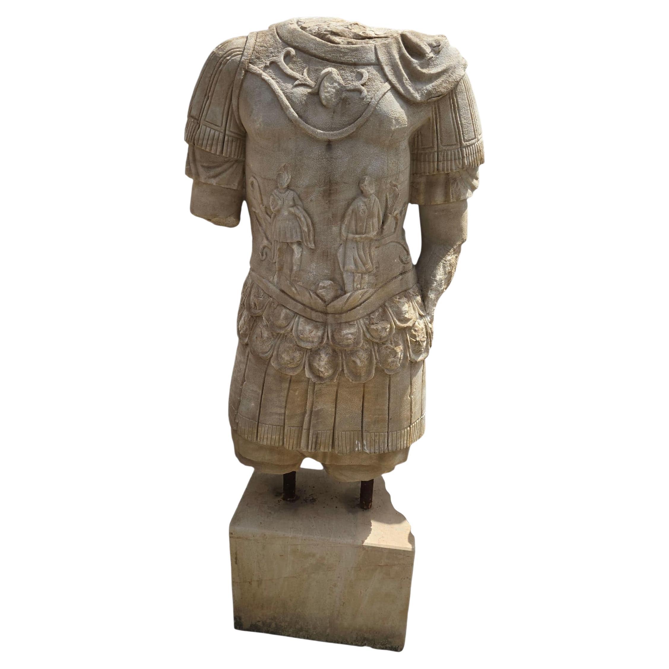 Antique Hand-Carved Marble Sculpture of a Roman Emperor, Early 20th Century