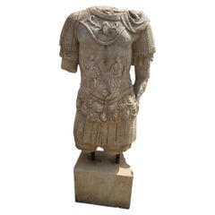 Antique Hand-Carved Marble Sculpture of a Roman Emperor, Early 20th Century