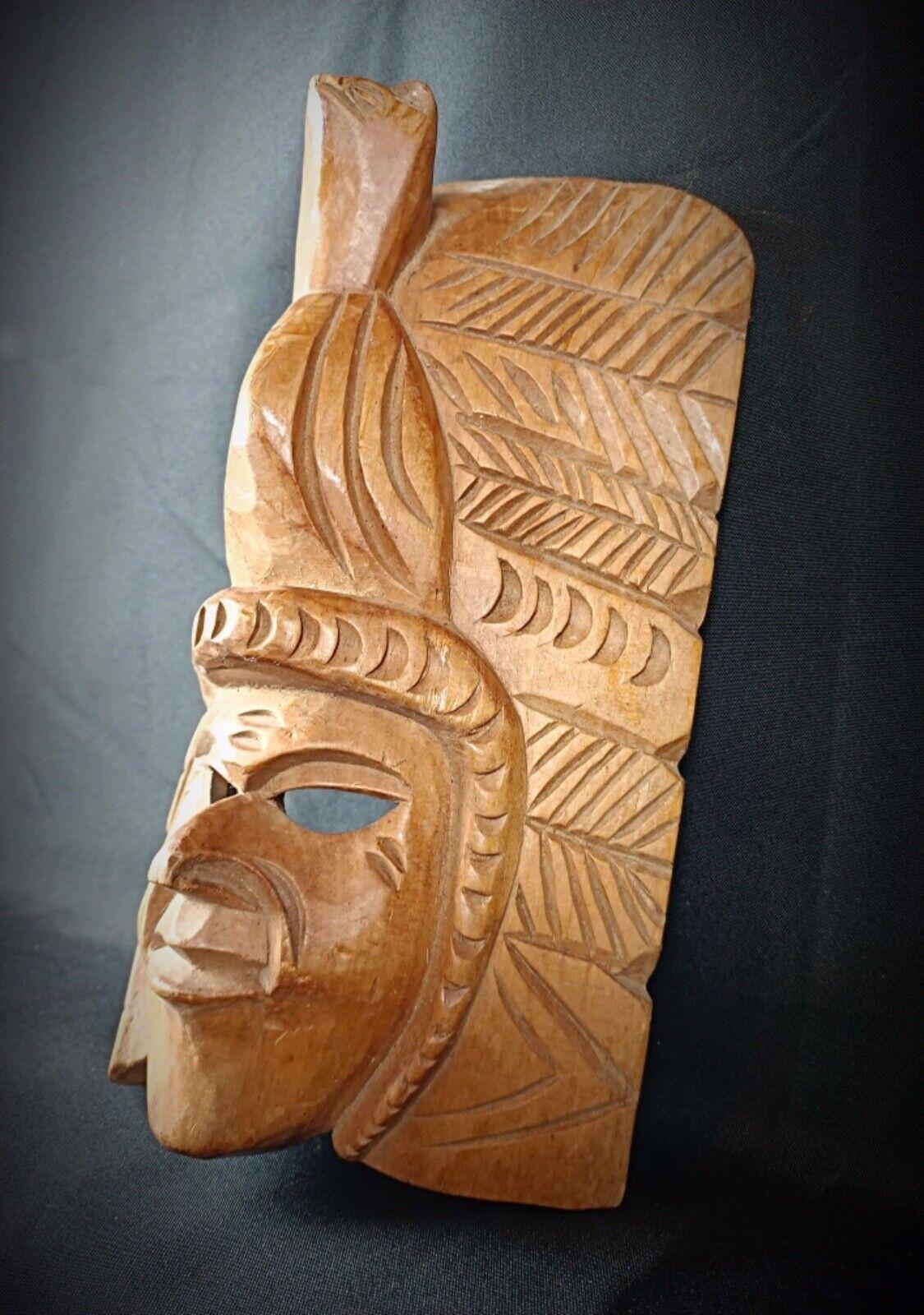 Empire Antique Hand-Carved Maya Wooden Mask - Indigenous American Art, 2Y119 For Sale