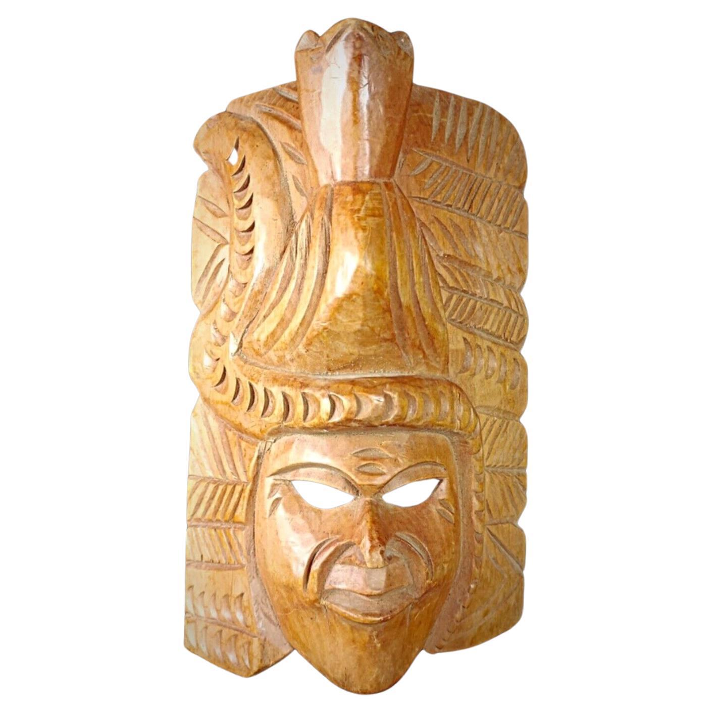 Antique Hand-Carved Maya Wooden Mask - Indigenous American Art, 2Y119