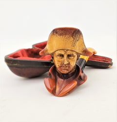 Antique Hand-Carved Meerschaum Smoking Pipe of Napoleon Bonaparte & Case