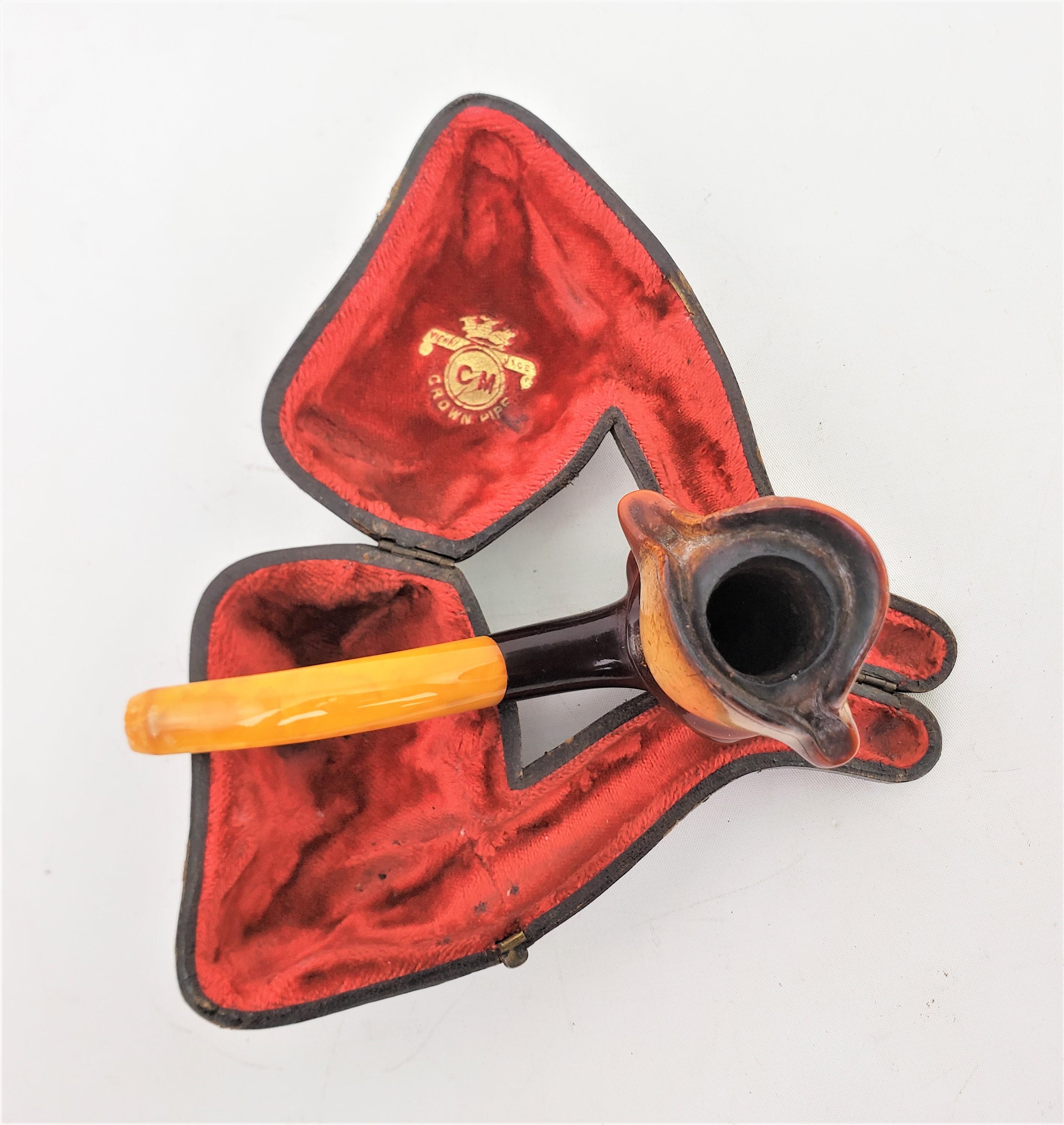 Austrian Antique Hand-Carved Meerschaum Smoking Pipe of Napoleon Bonaparte & Case For Sale