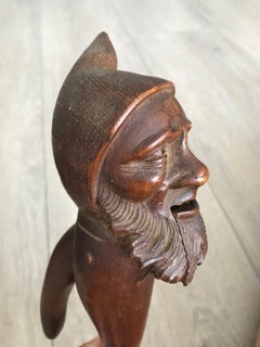 Antique Hand Carved and Mint Condition Black Forest Gnome Sculpture Nutcracker