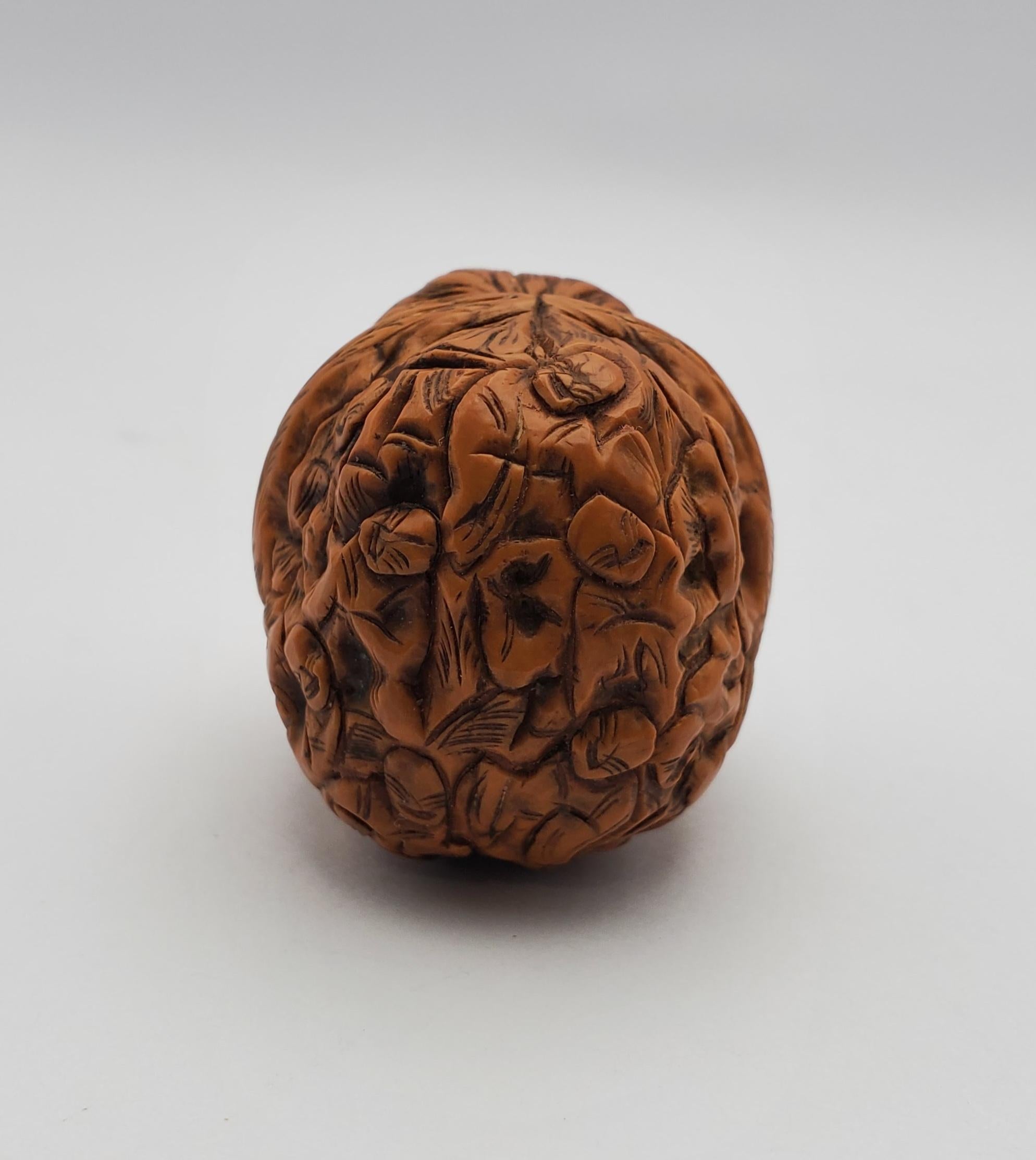 Antique Hand Carved Netsuke 1000 Faces Walnut & Carved Wooden Pedestal For Sale 4