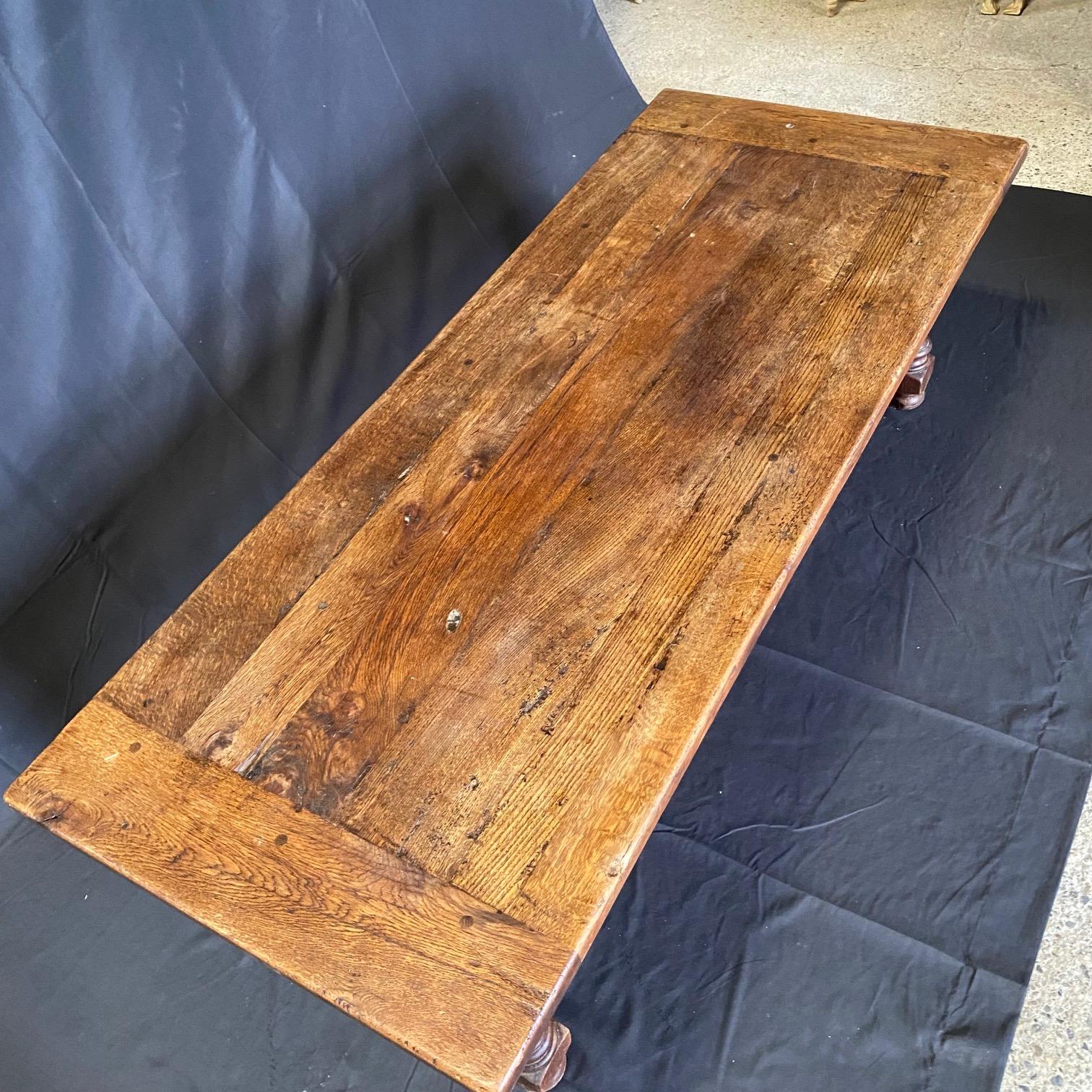 Early 20th Century Antique Hand Carved Oak Coffee Table from Provence  For Sale