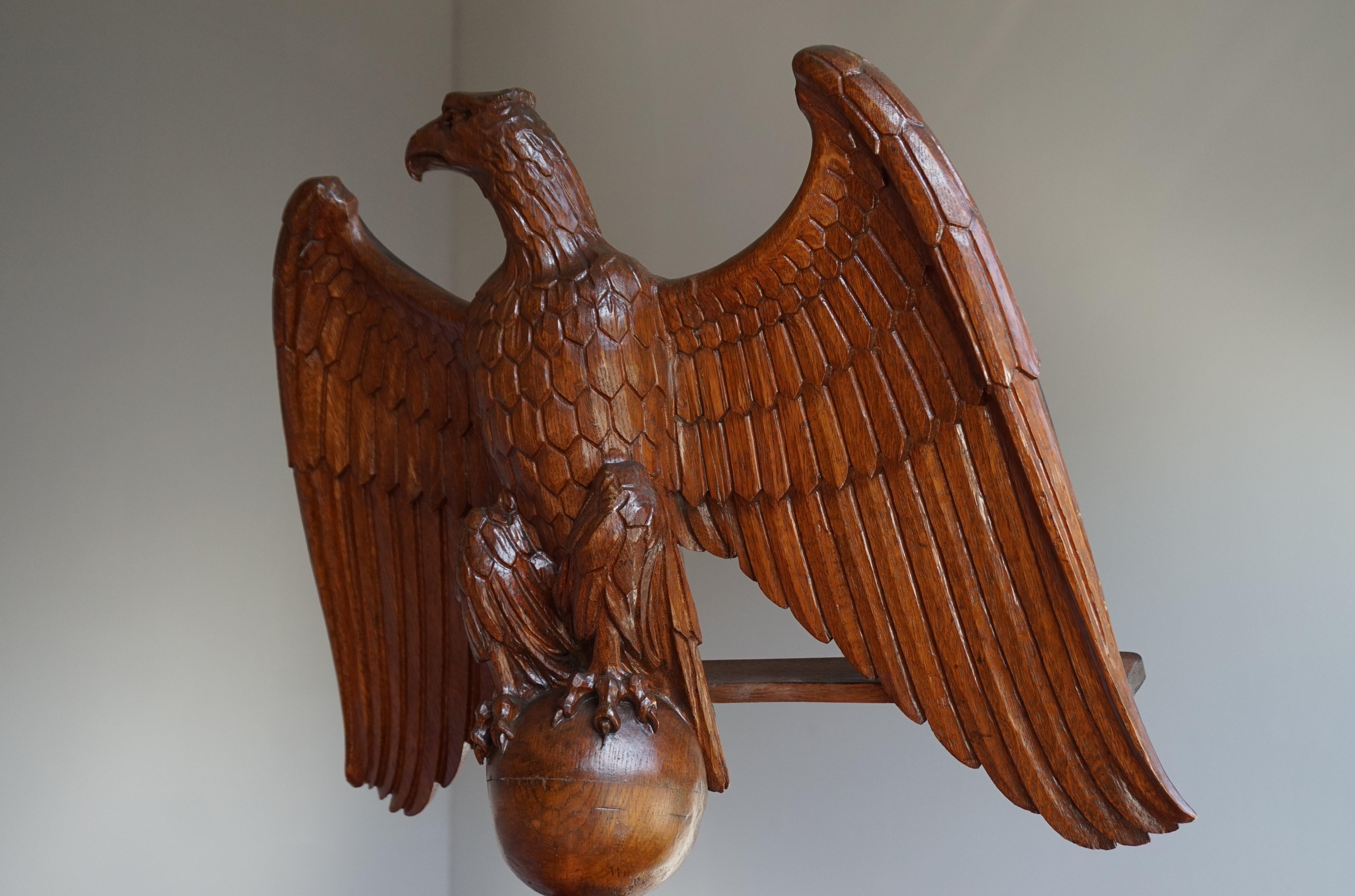 19th Century Antique Hand Carved Oak Eagle Sculpture Church Bible Stand or Saint John Lectern