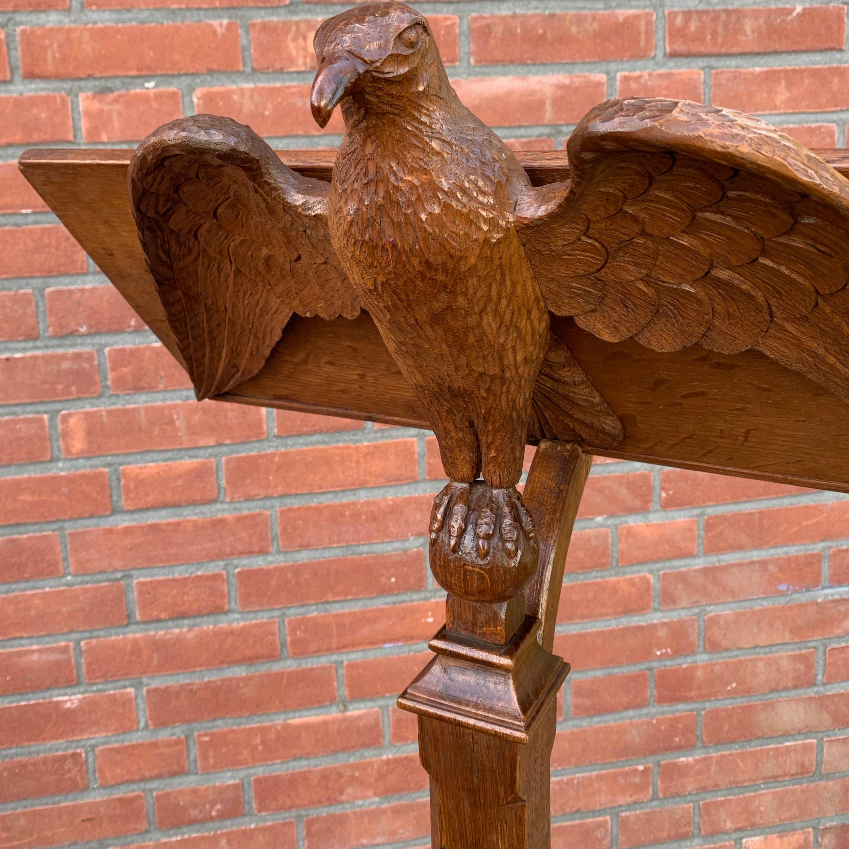 Antique Hand Carved Oak Eagle Sculpture Church Bible Stand or Saint John Lectern 2