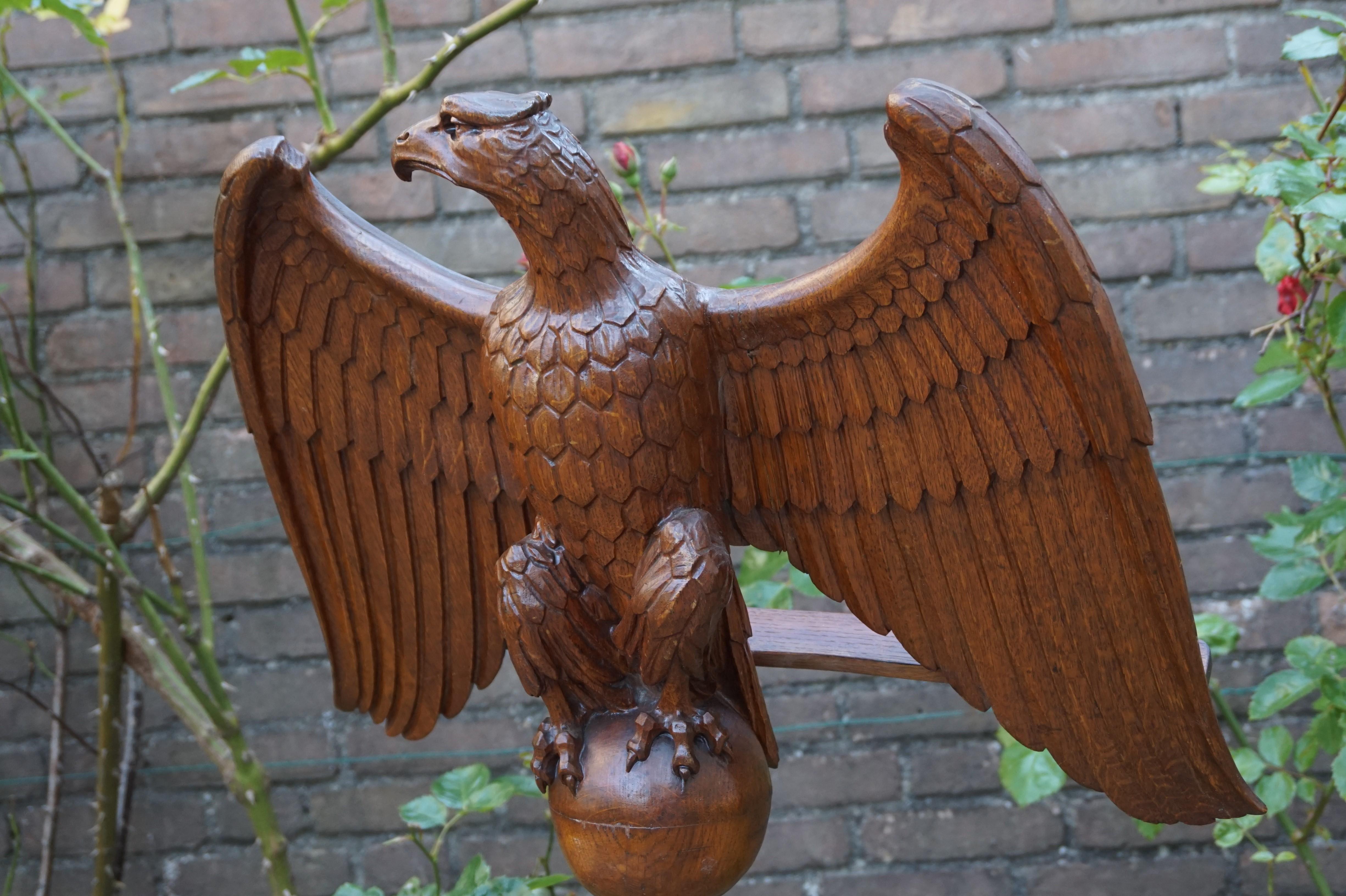 Antique Hand Carved Oak Eagle Sculpture Church Bible Stand or Saint John Lectern 3