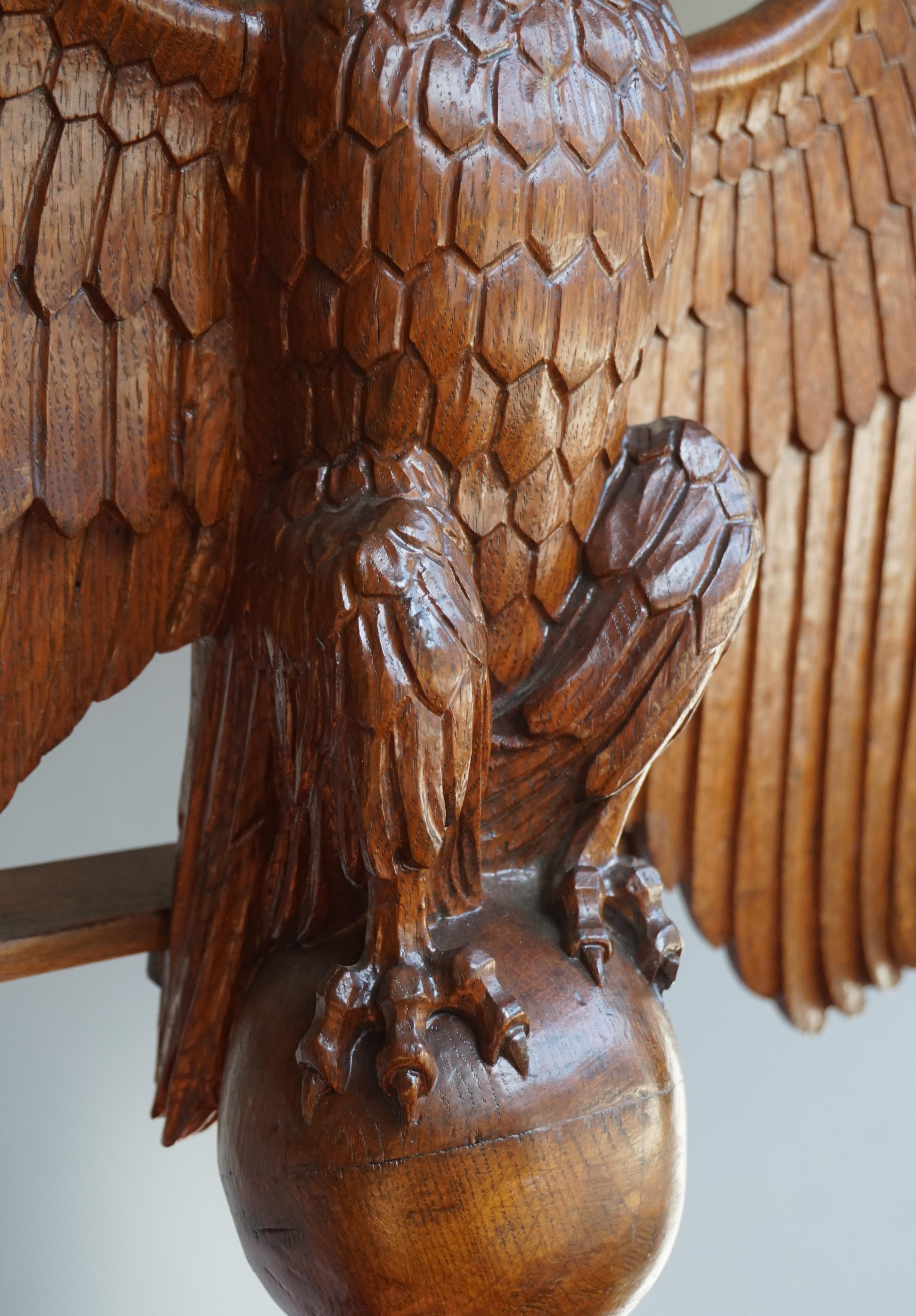 Antique Hand Carved Oak Eagle Sculpture Church Bible Stand or Saint John Lectern 4