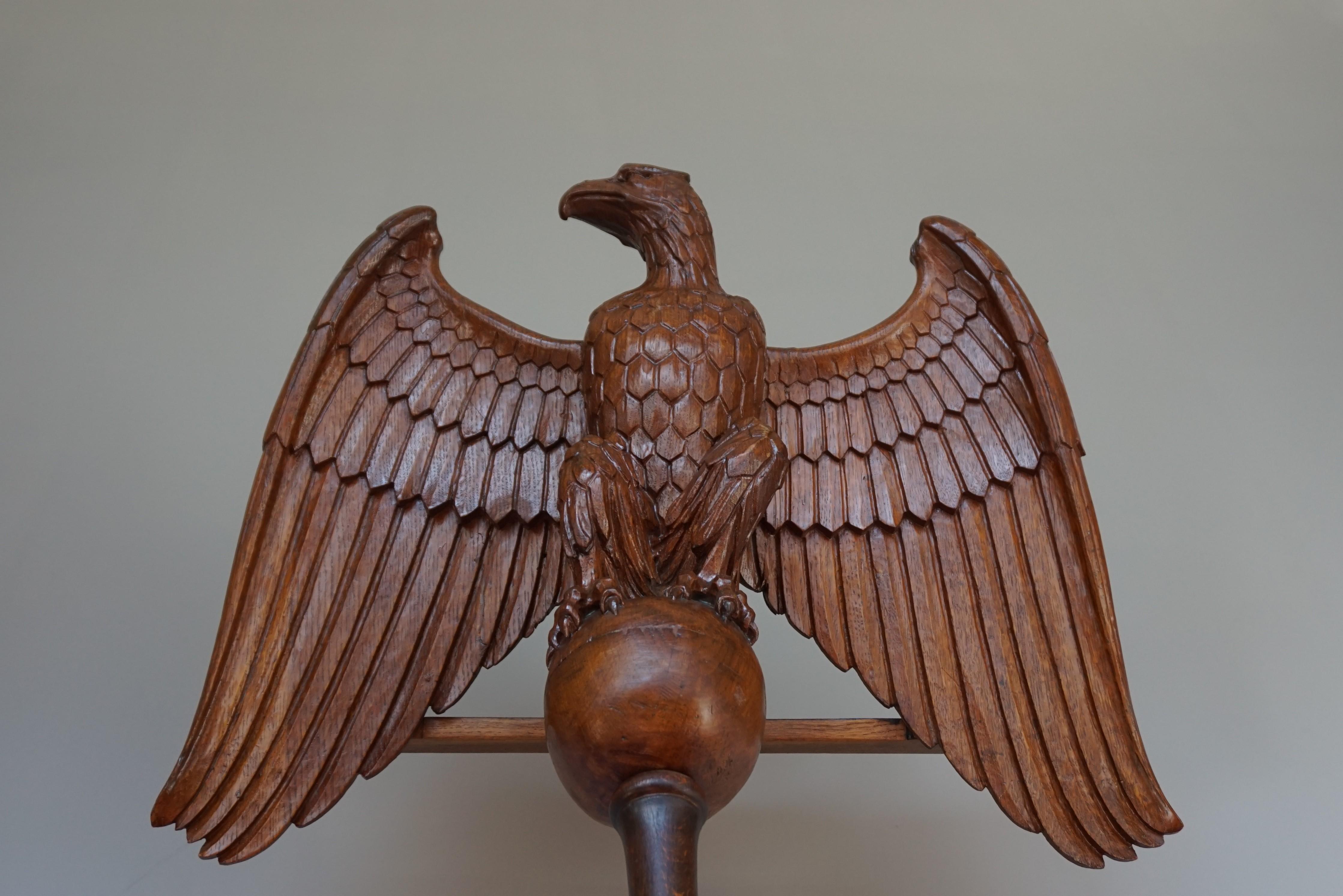 Antique Hand Carved Oak Eagle Sculpture Church Bible Stand or Saint John Lectern 5