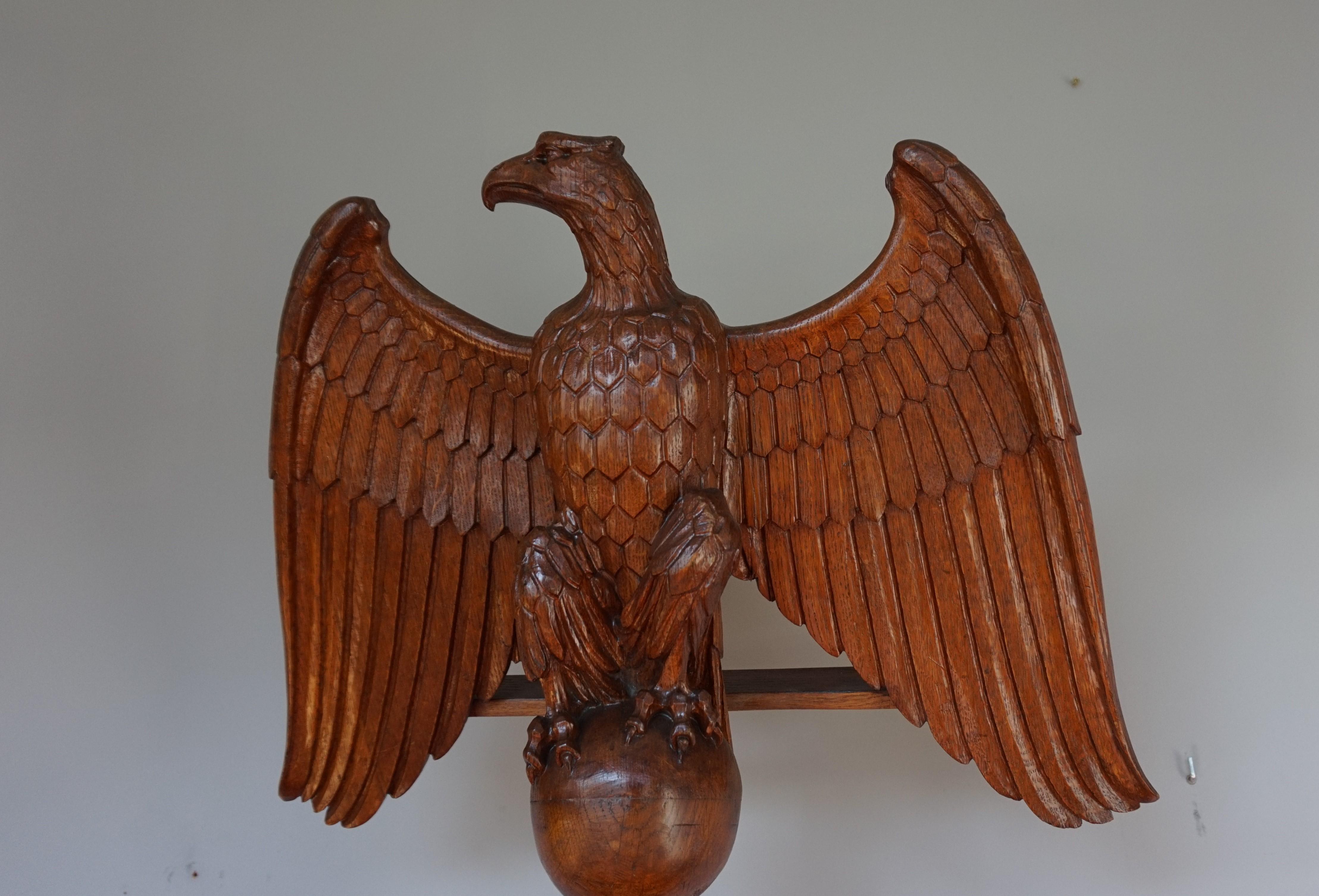 Antique Hand Carved Oak Eagle Sculpture Church Bible Stand or Saint John Lectern 8