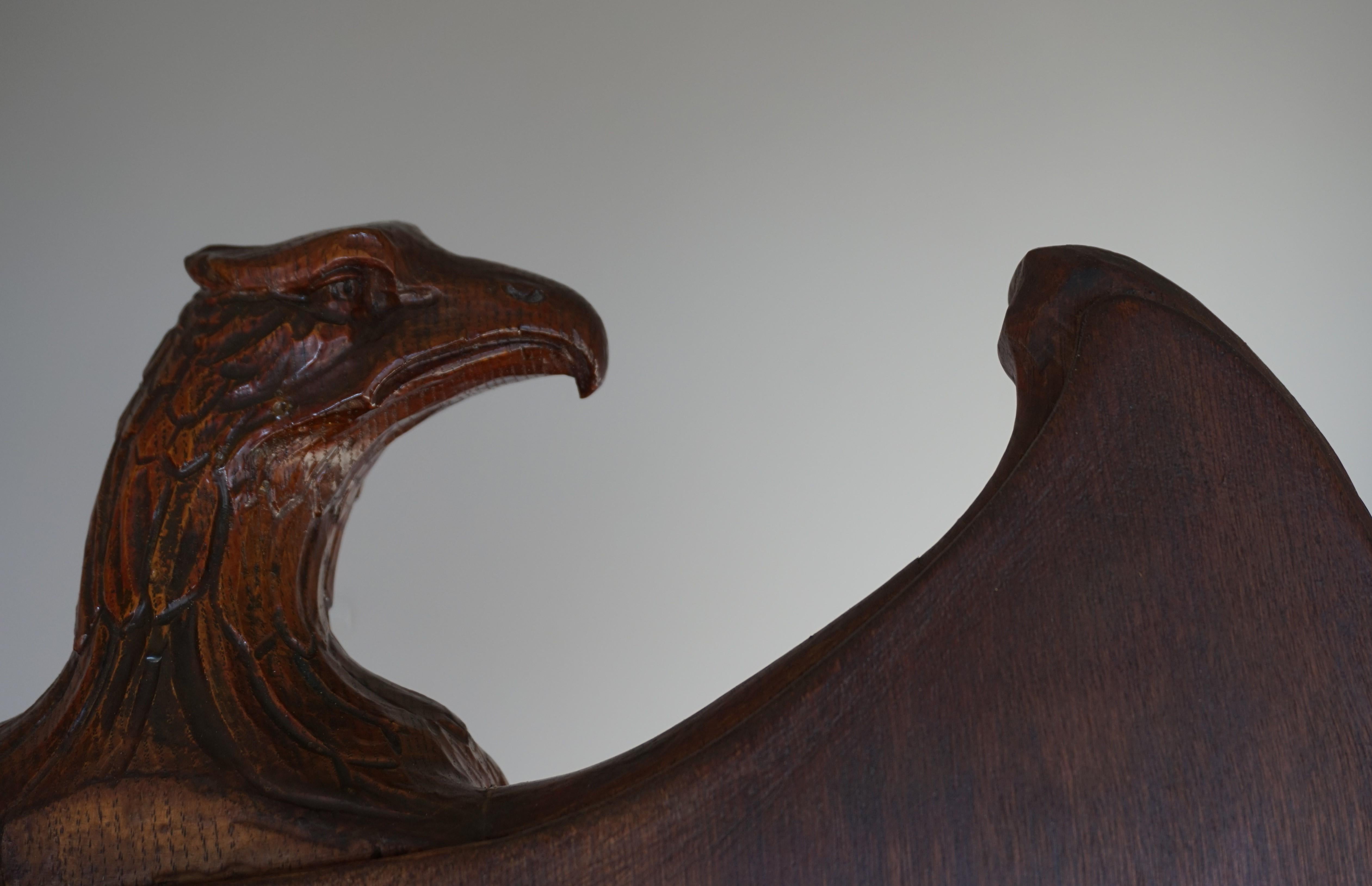 Hand-Carved Antique Hand Carved Oak Eagle Sculpture Church Bible Stand or Saint John Lectern