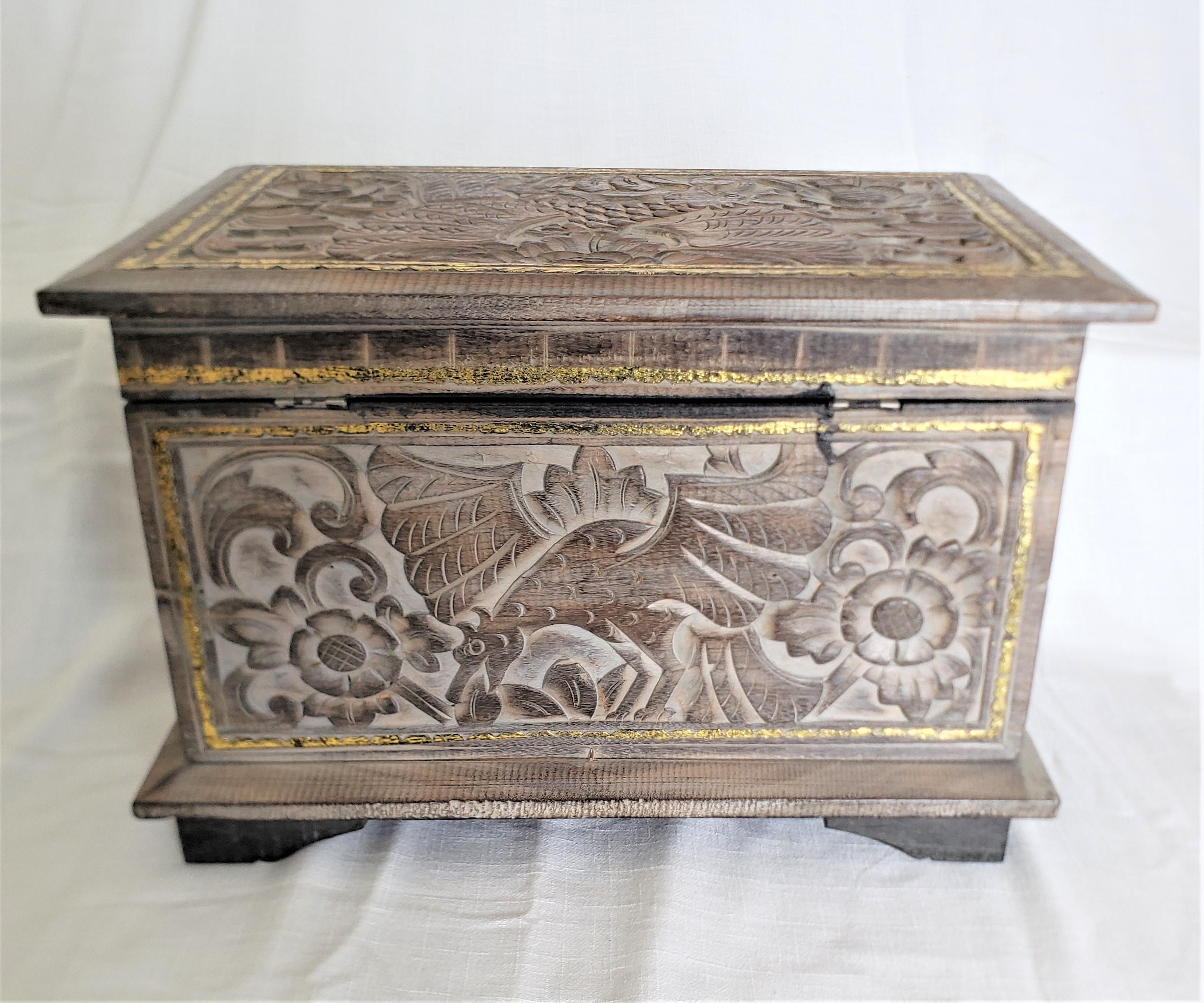Mid Century/Cottage Decor/Boho Vintage Lacquered Wood Floral Trinket Box/Jewelry Box